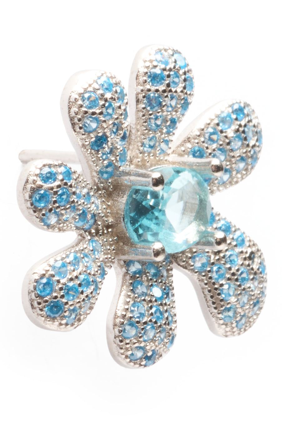 SKY PAVE SQUASHED BLOSSOM EARRING