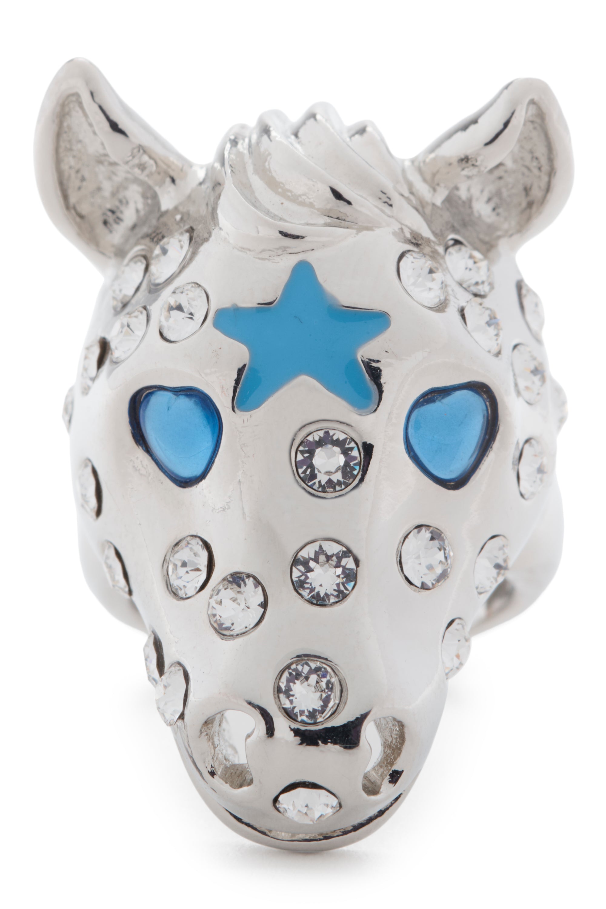 Baby pony ring with rhinestone freckles. Hand enameled.