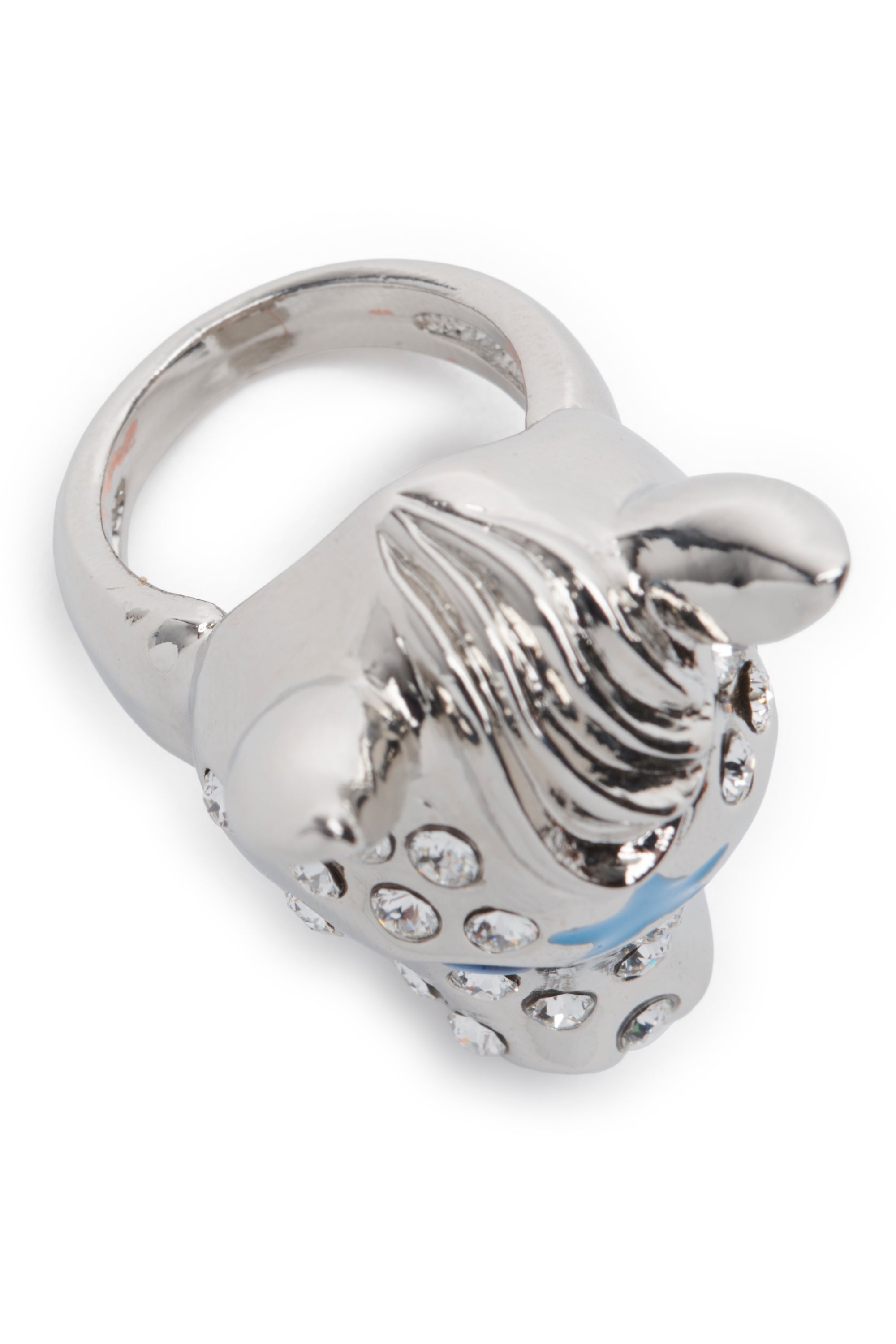 Baby pony ring with rhinestone freckles. Hand enameled.
