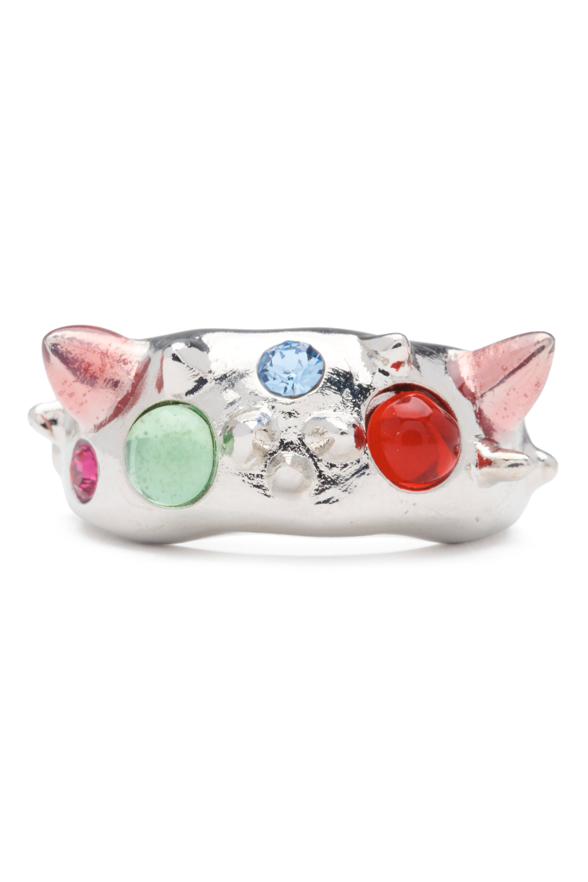 Spiky ring with crystals and cabochons.