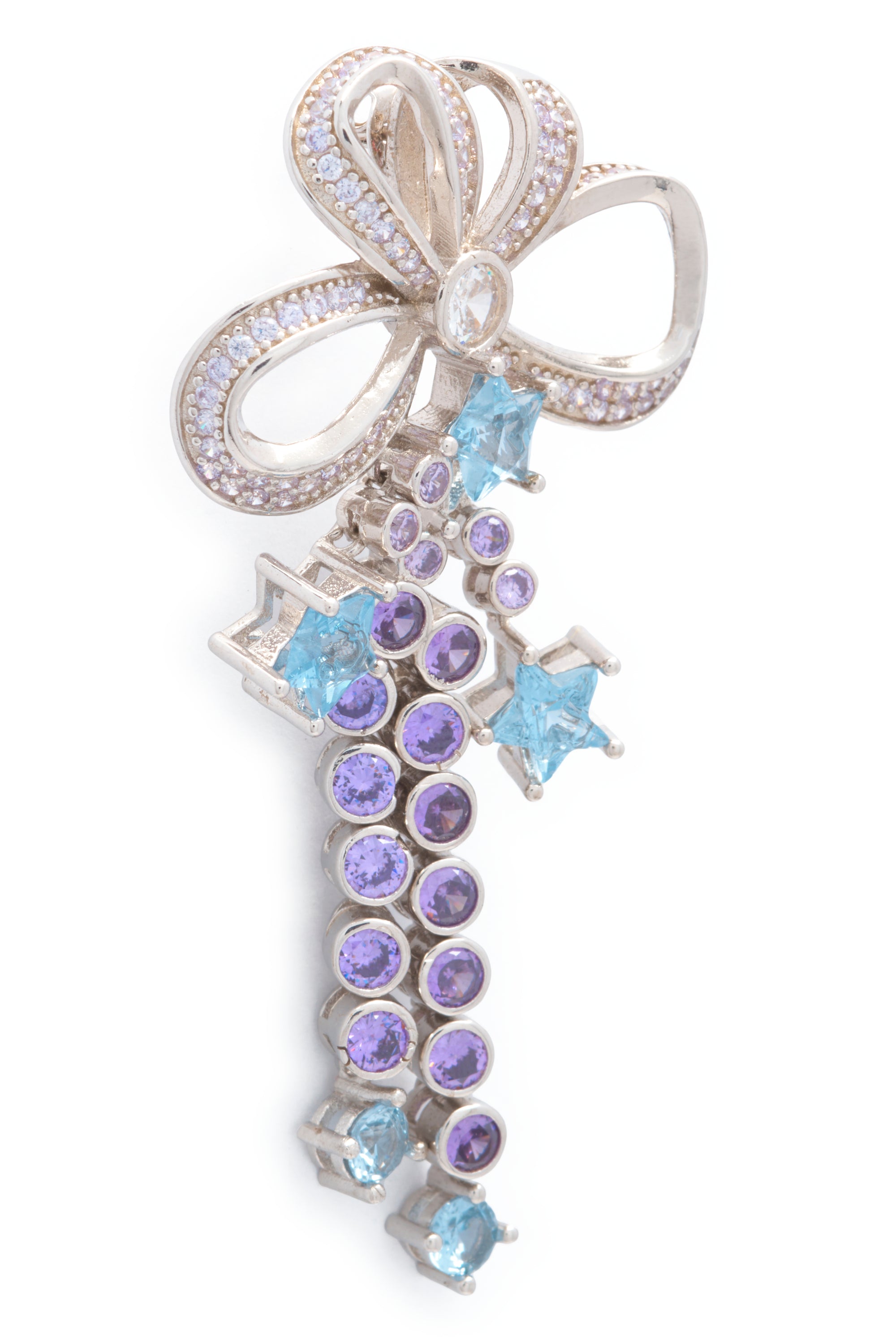 AMETHYST BOW JANGLE EARRINGS