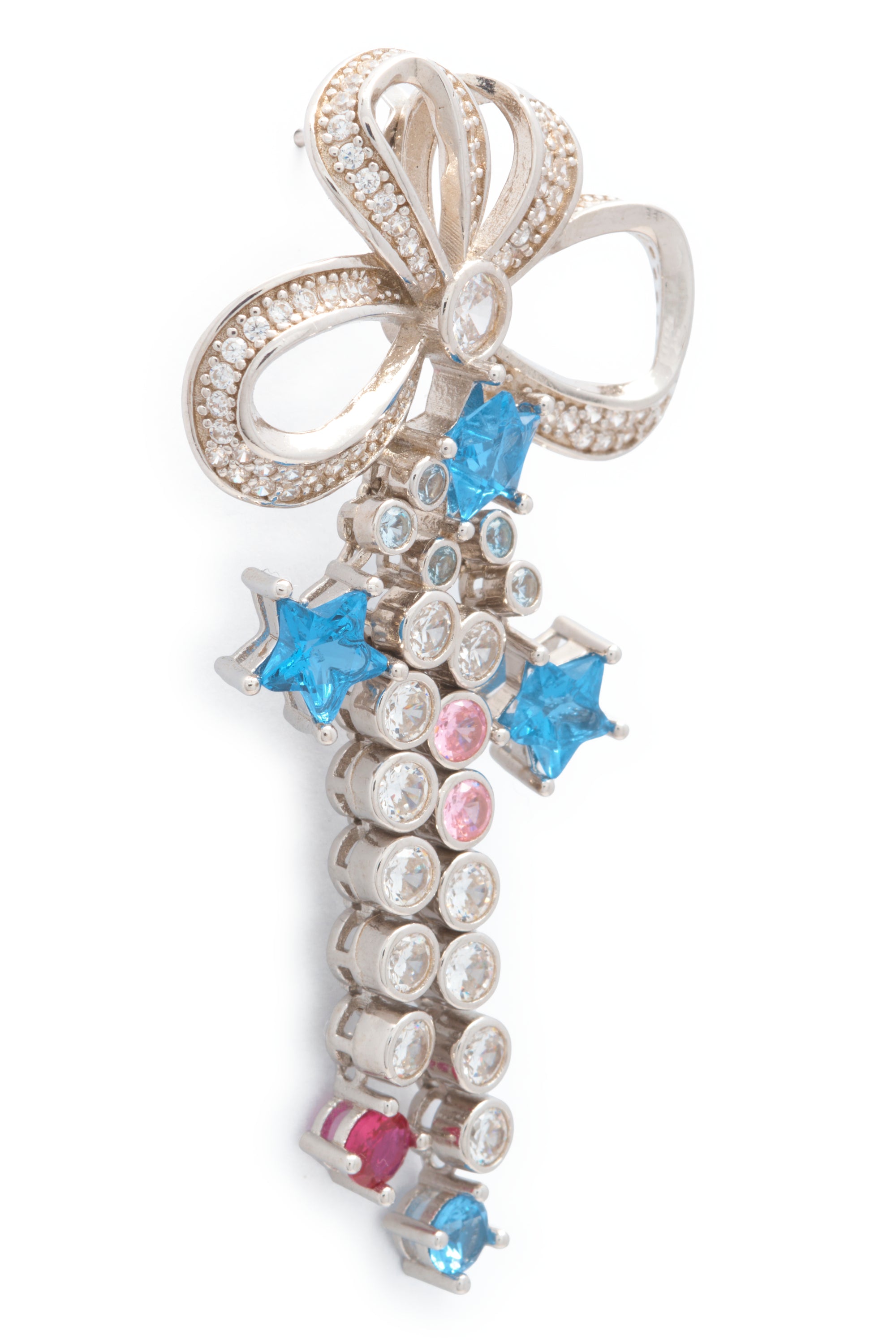 AQUAMARINE BOW JANGLE EARRINGS