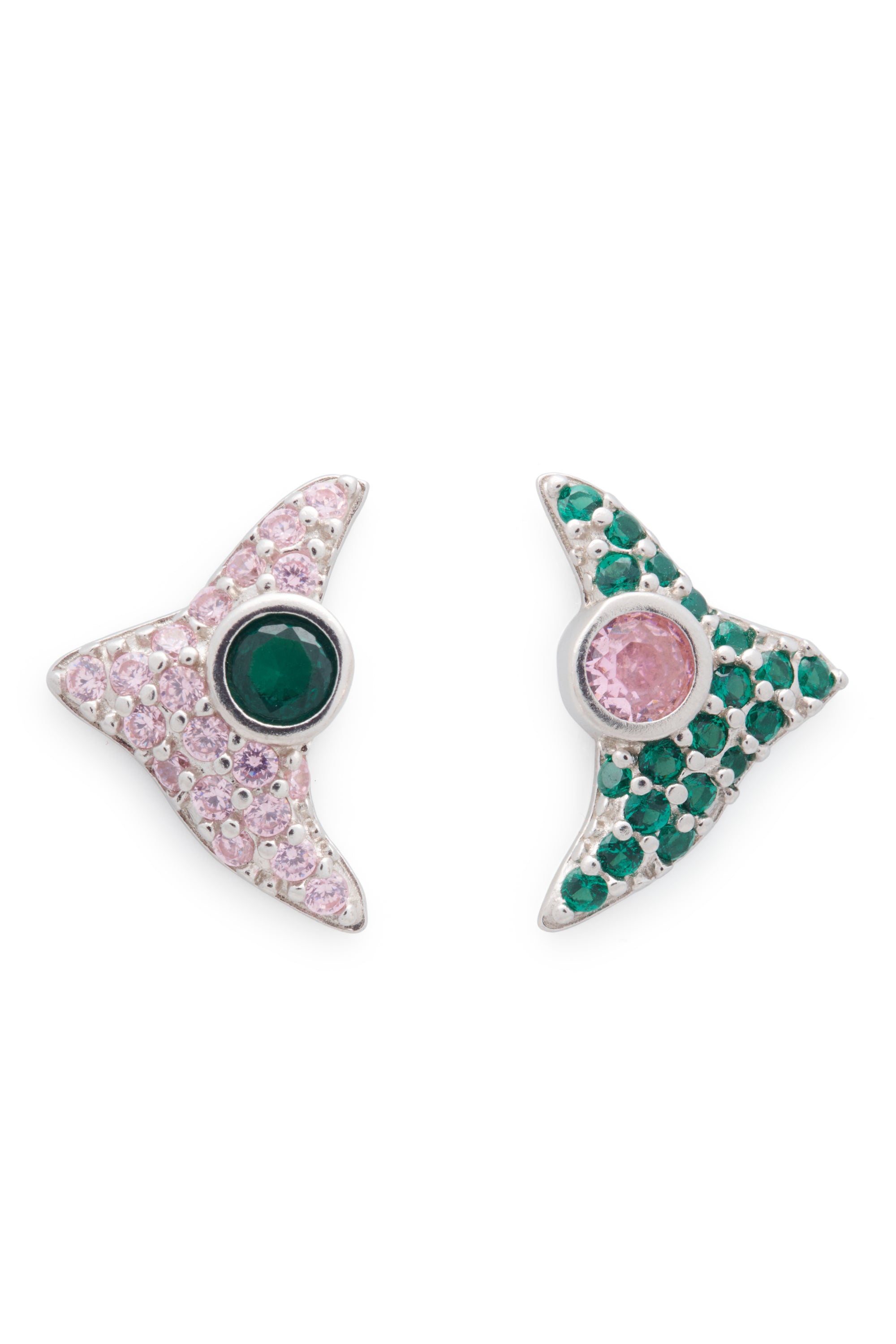 LIGHT PINK EMERALD TRIGON STUDS