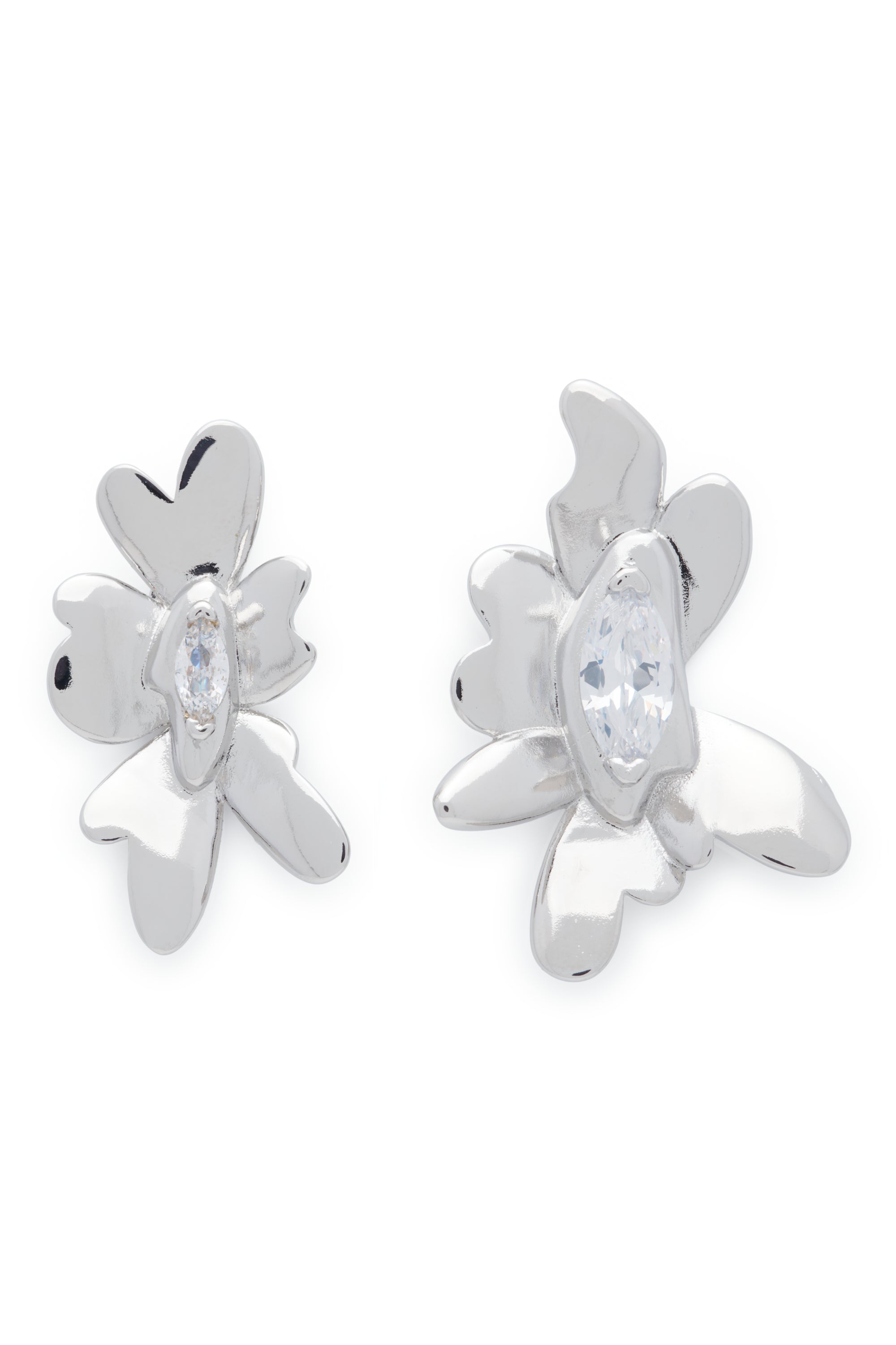 Sterling silver daisy maxi earrings with crystal clear gemstones. Sterling silver stud back.