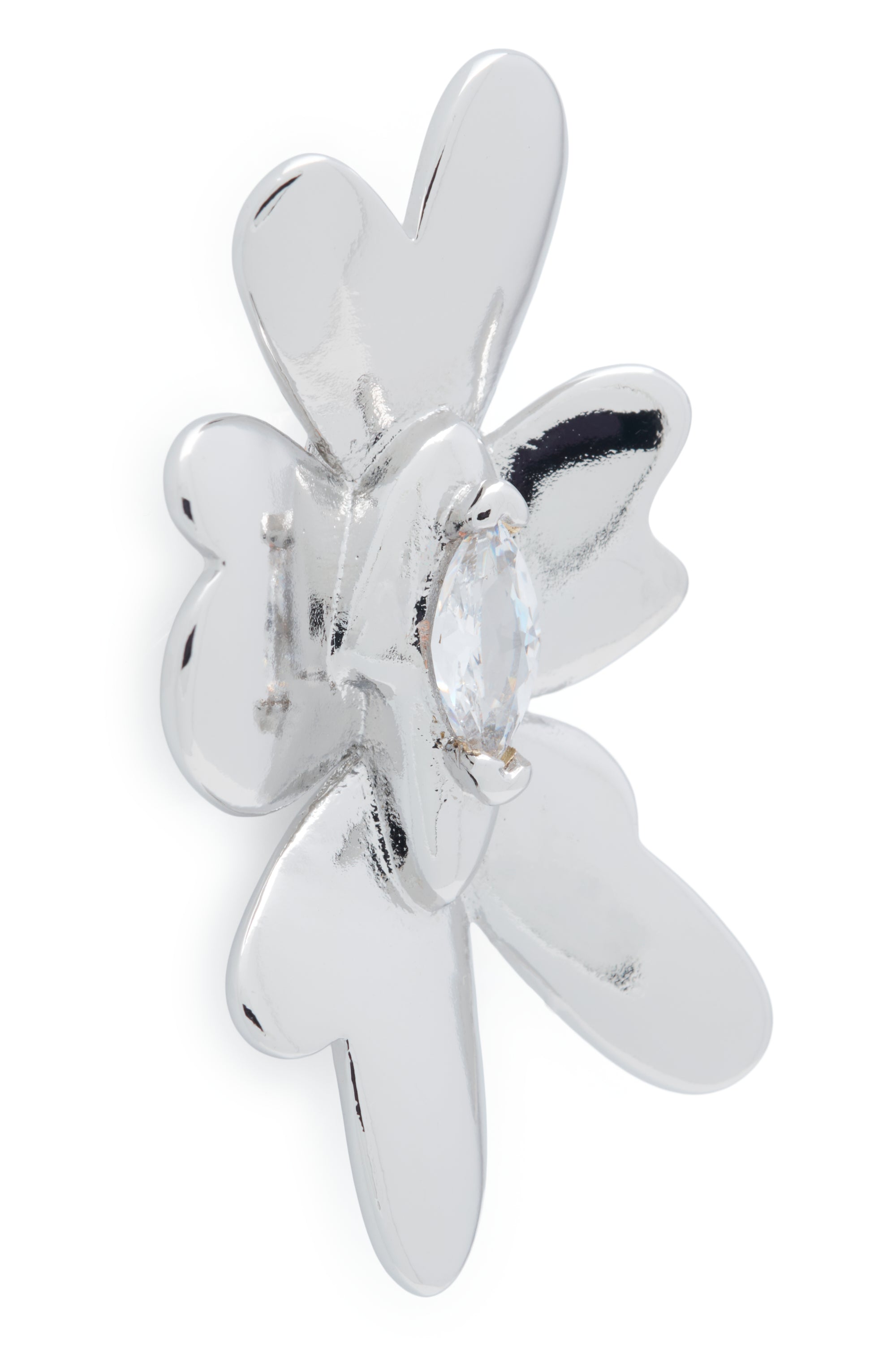 Sterling silver daisy maxi earrings with crystal clear gemstones. Sterling silver stud back.