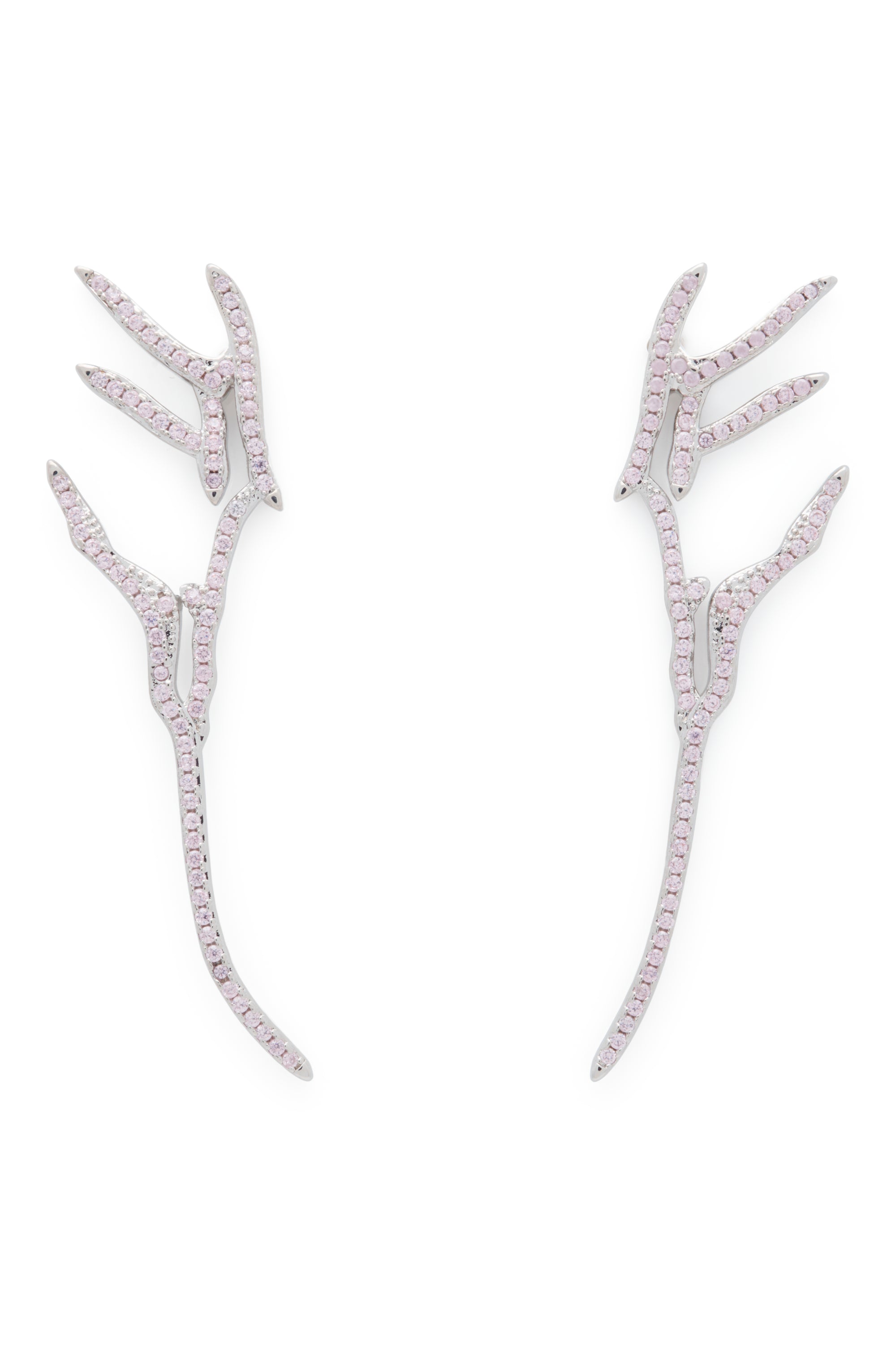 Delicate crystal pave stud earrings in an organic wing shape. Stud back.Sterling silver and Swarovski crystals