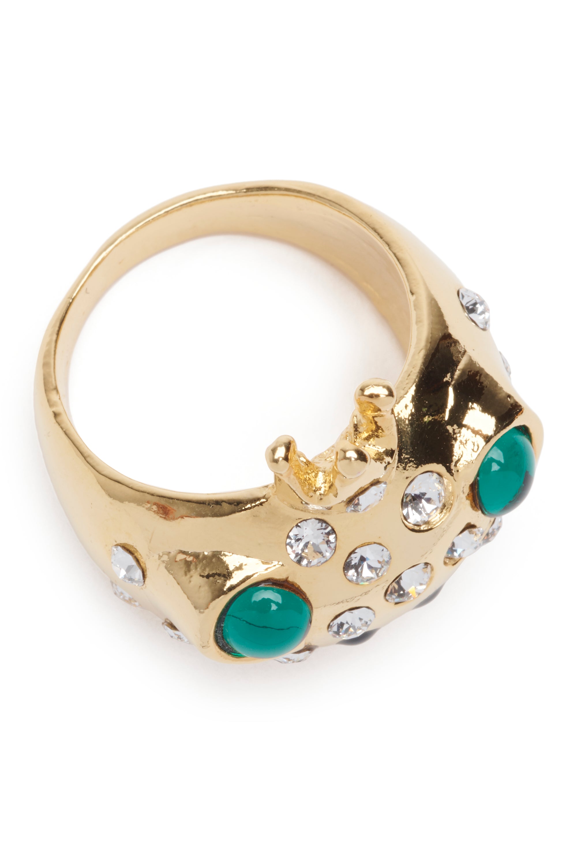 EMERALD GOLD FRECKLES FROG PRINCE RING