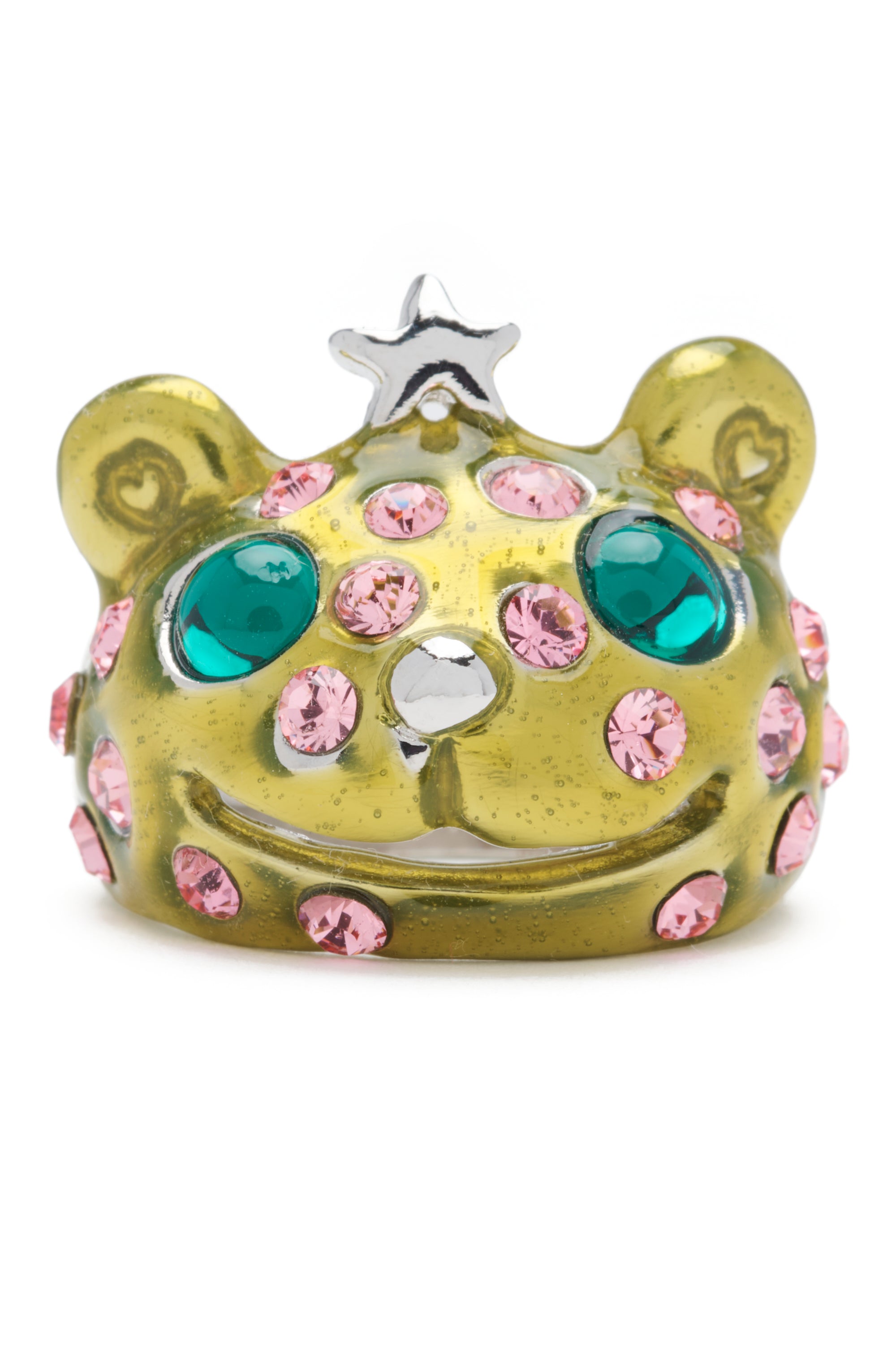 LIME PINK FRECKLES PRINCESS BEAR RING