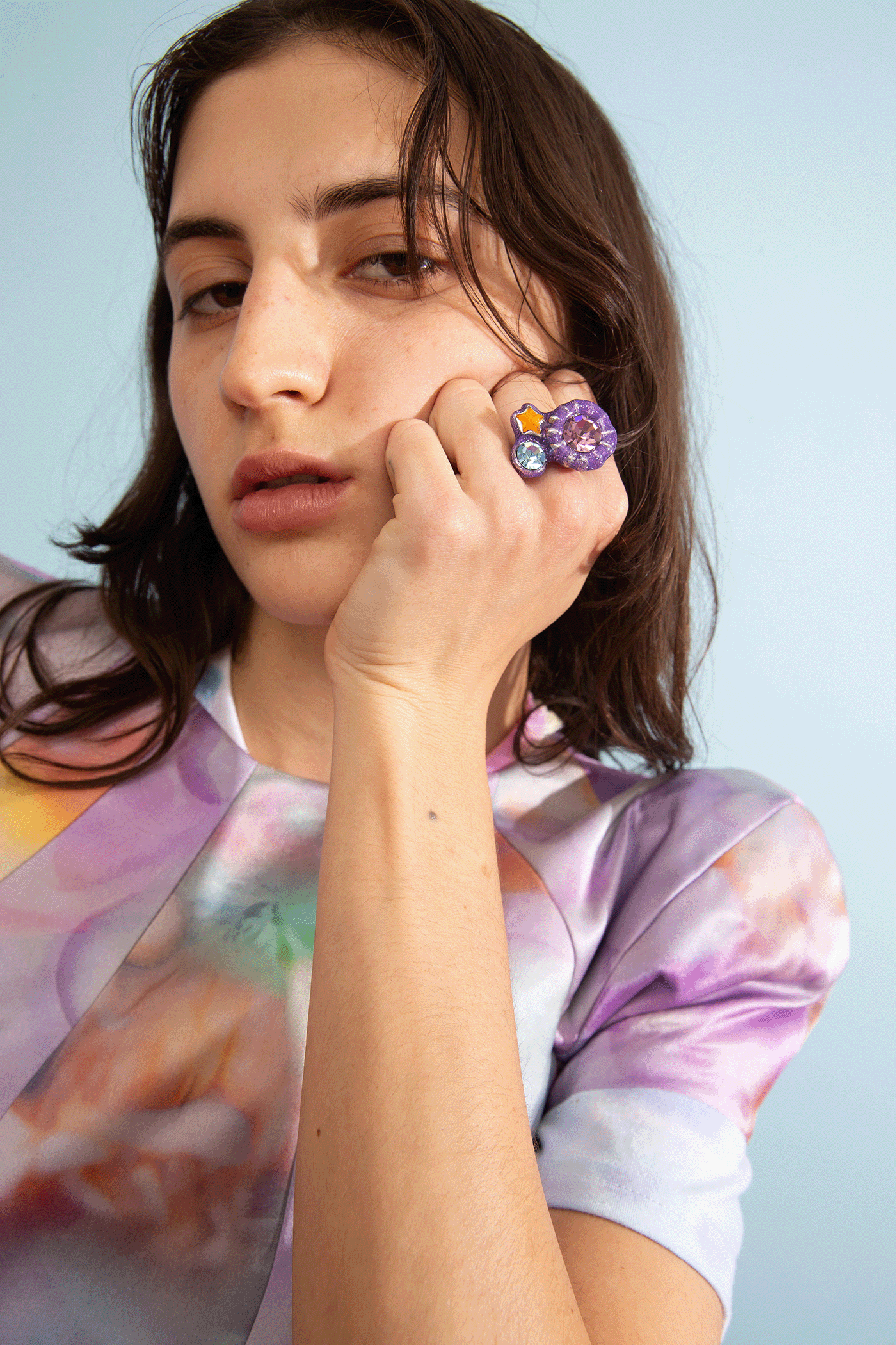 GLITTER LILAC CANDY GEM RING