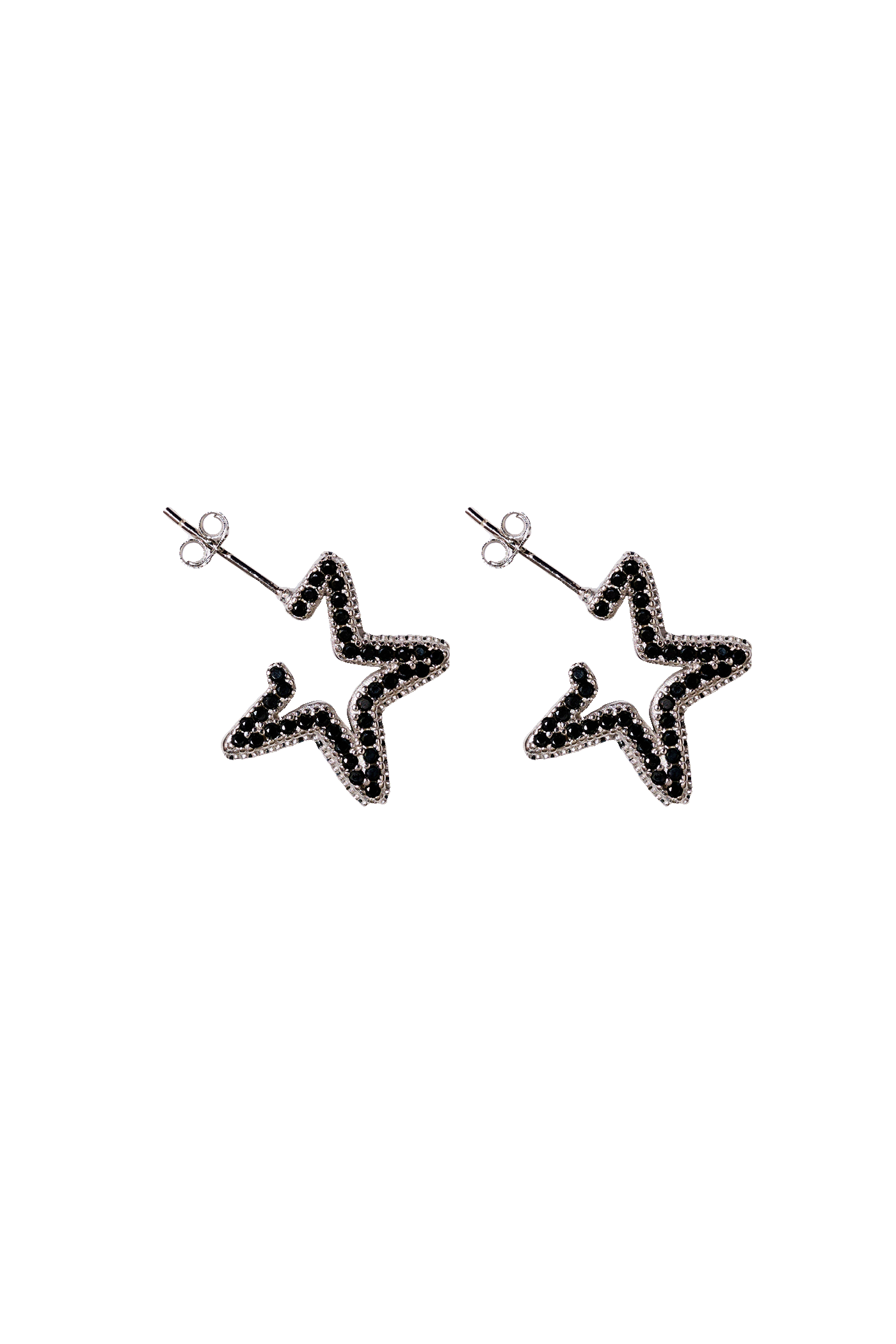 Silver deals and black starburst earrings