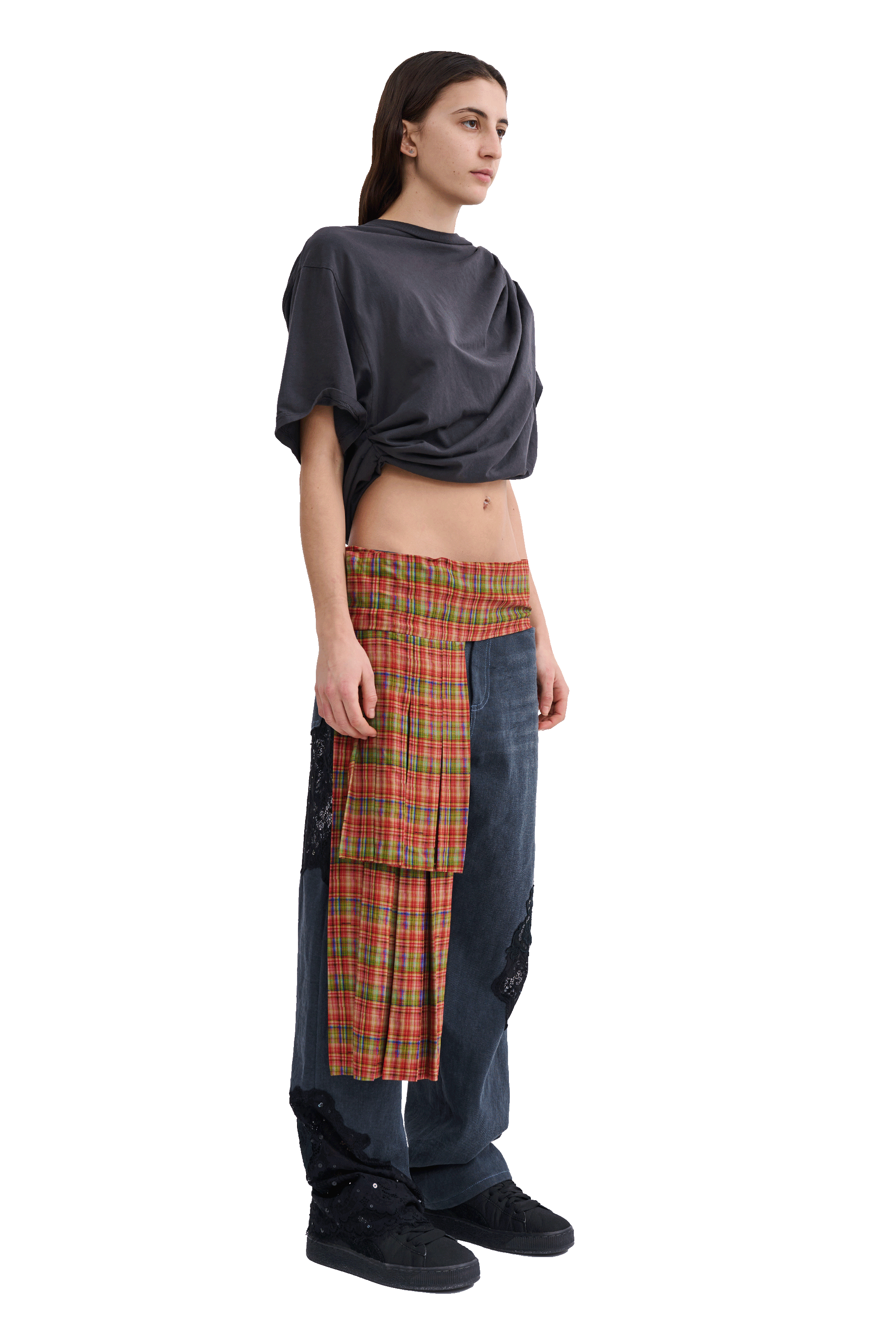 WORN BLACK EVA DRAPED TEE