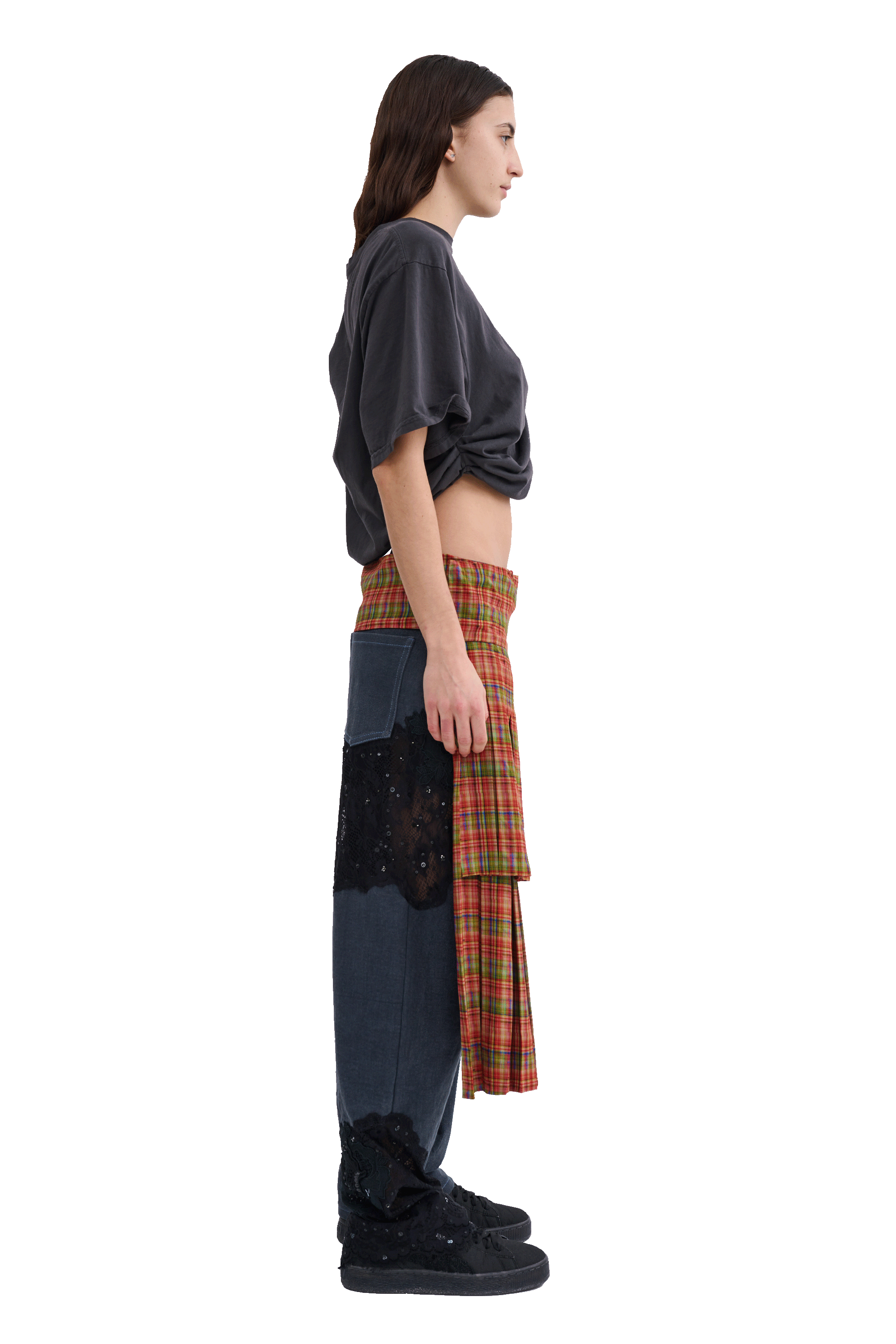 WORN BLACK EVA DRAPED TEE