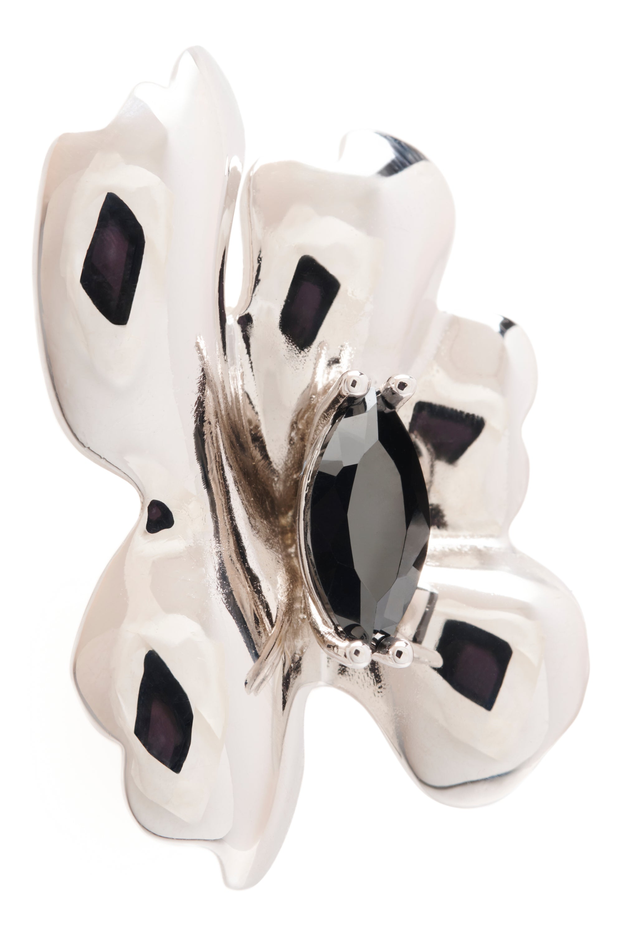 BLACK DIAMOND MOLTEN FLOWER EARRING