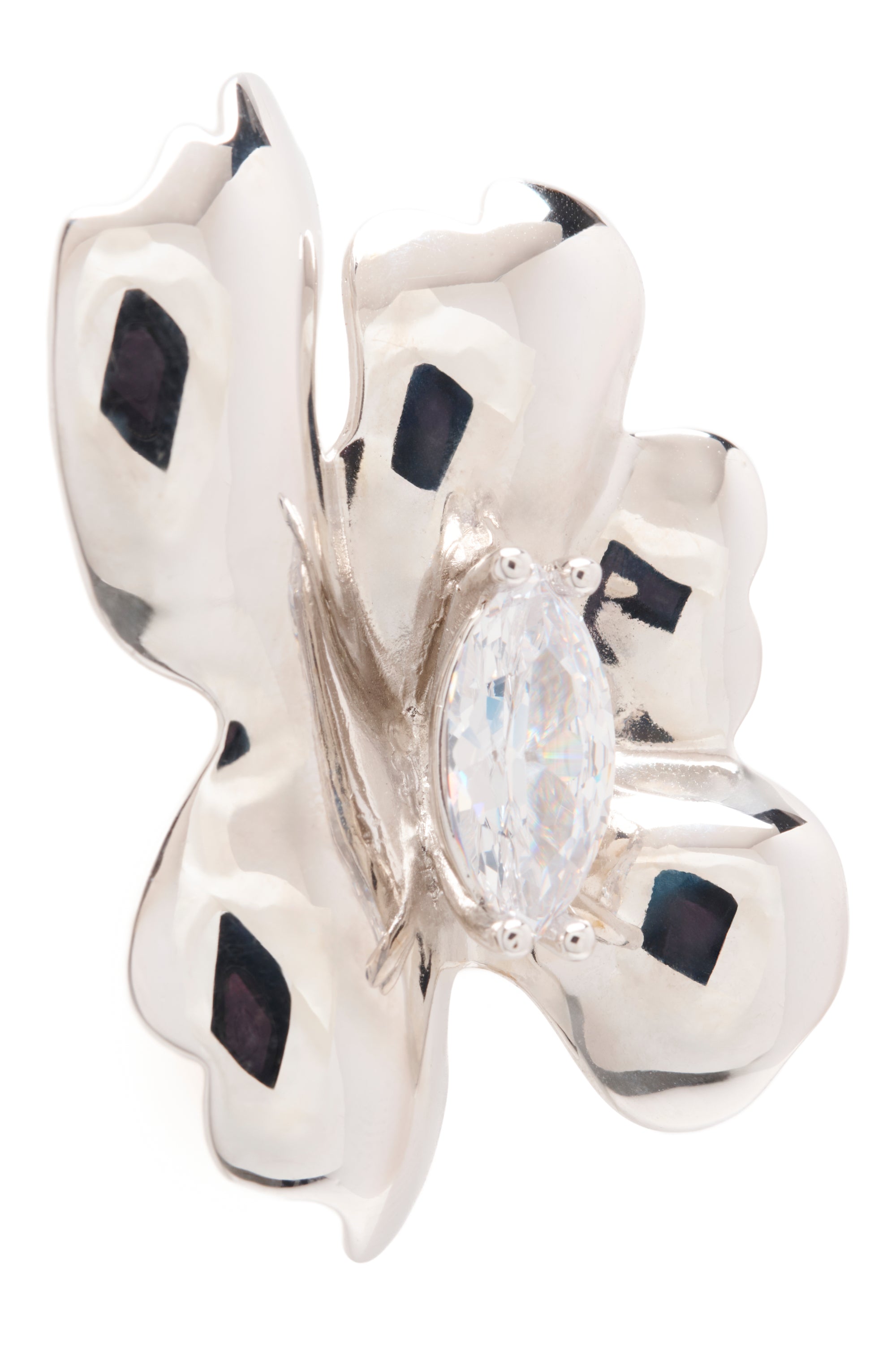 CRYSTAL CLEAR MOLTEN FLOWER EARRING