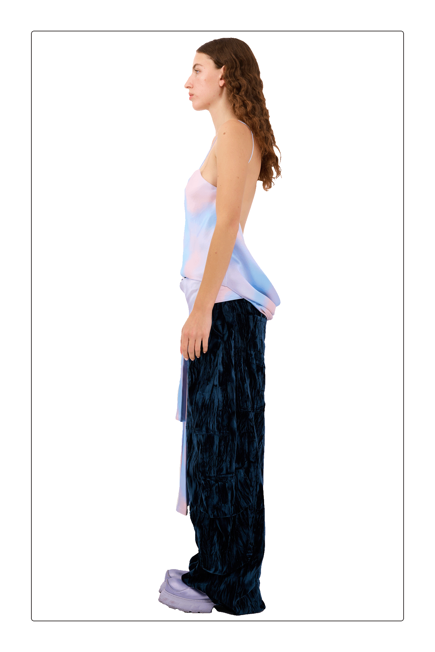 PERIWINKLE PLAID MEOW TOP