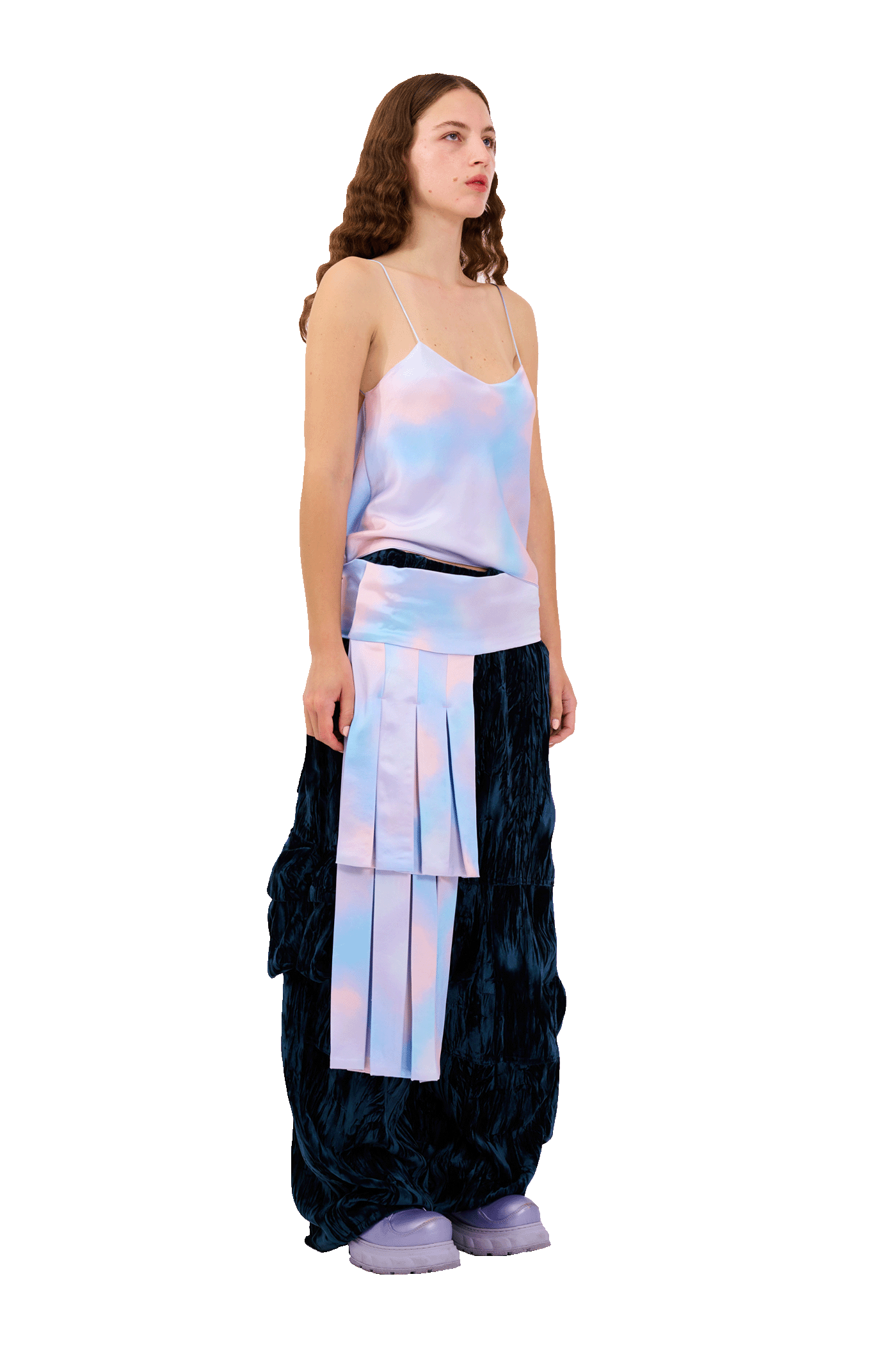 PERIWINKLE PLAID MEOW TOP