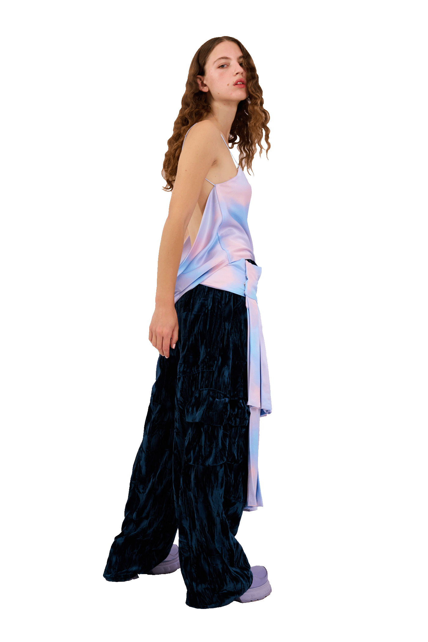 PERIWINKLE PLAID MEOW TOP