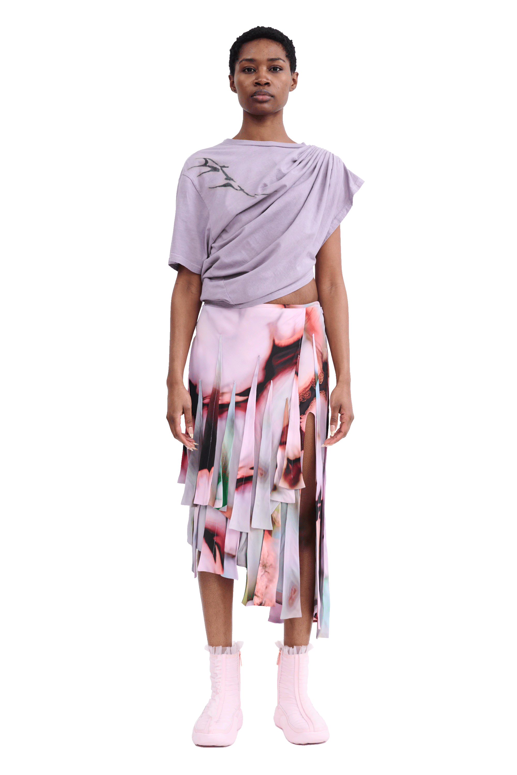 MAUVE EVA DRAPED TEE