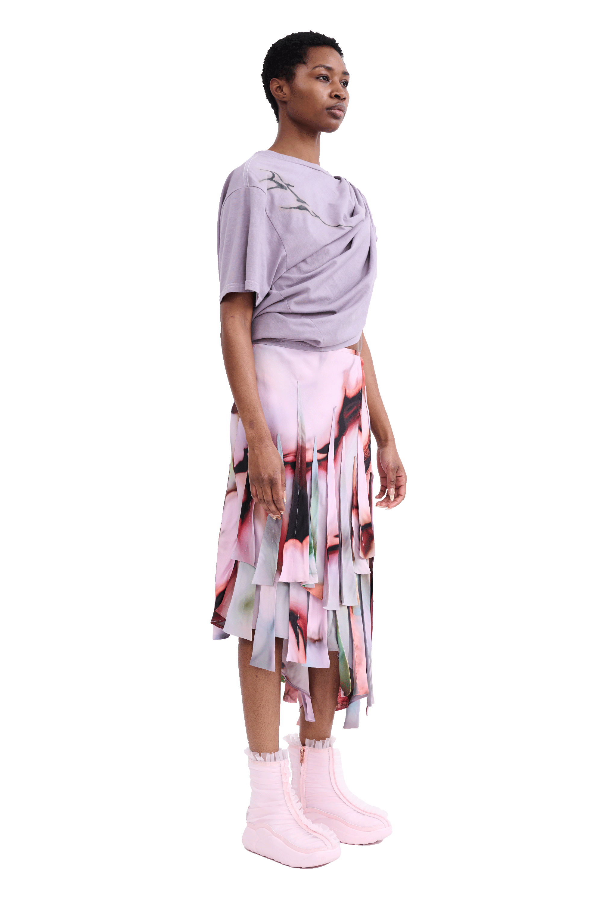 MAUVE EVA DRAPED TEE