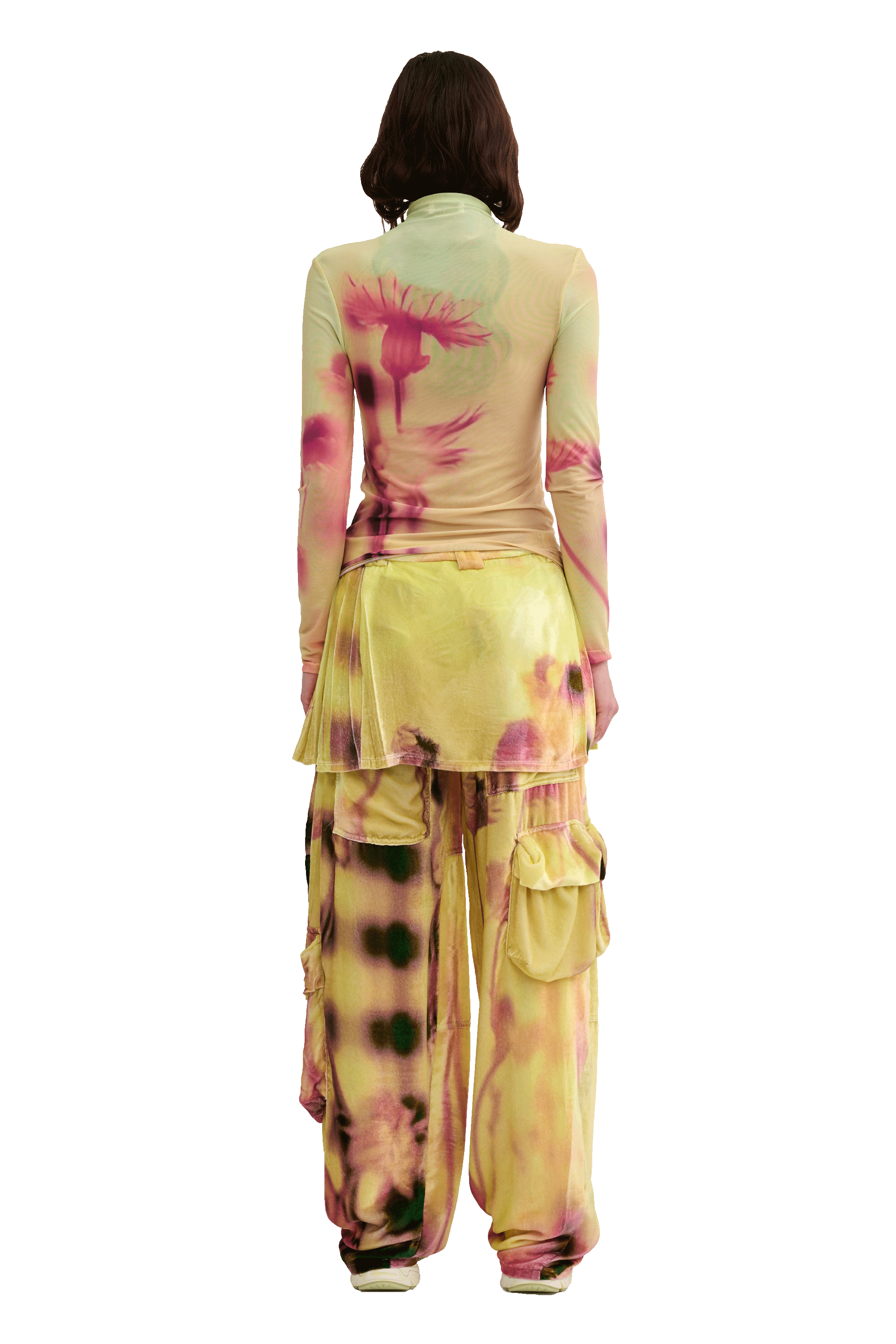 YELLOW MEADOW PLAID LAWN SKIRT CARGO PANT