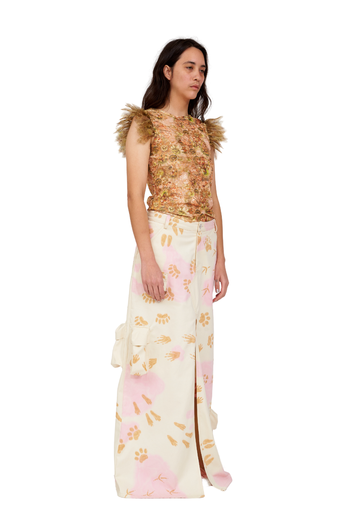 BEIGE PAWS STOMP SKIRT