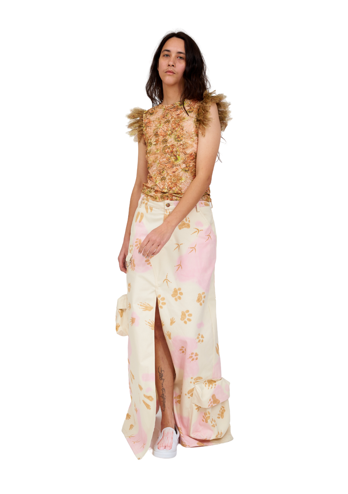 BEIGE PAWS STOMP SKIRT