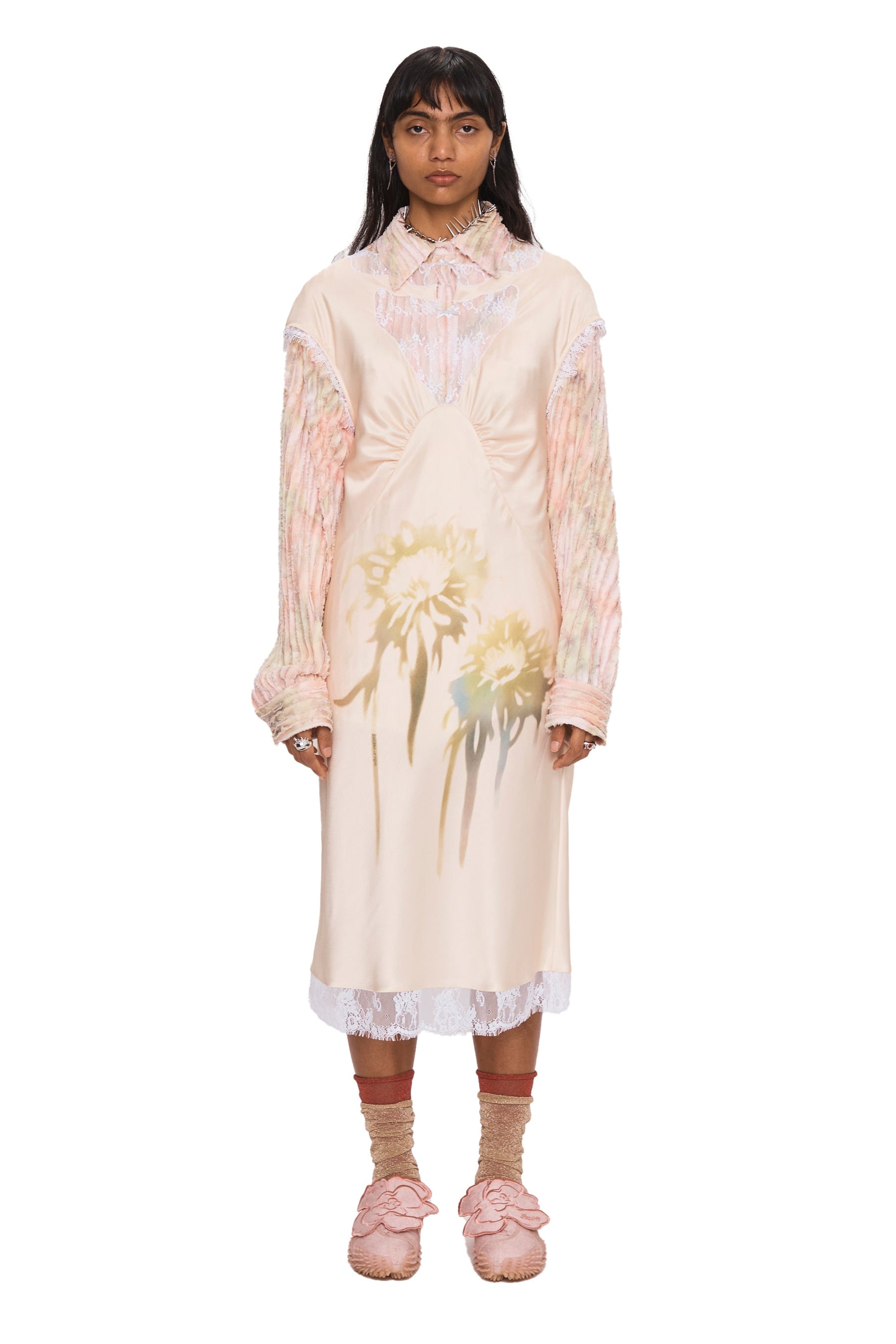 BUTTER FADED FLOWER WATERLILY MIDI DRESS