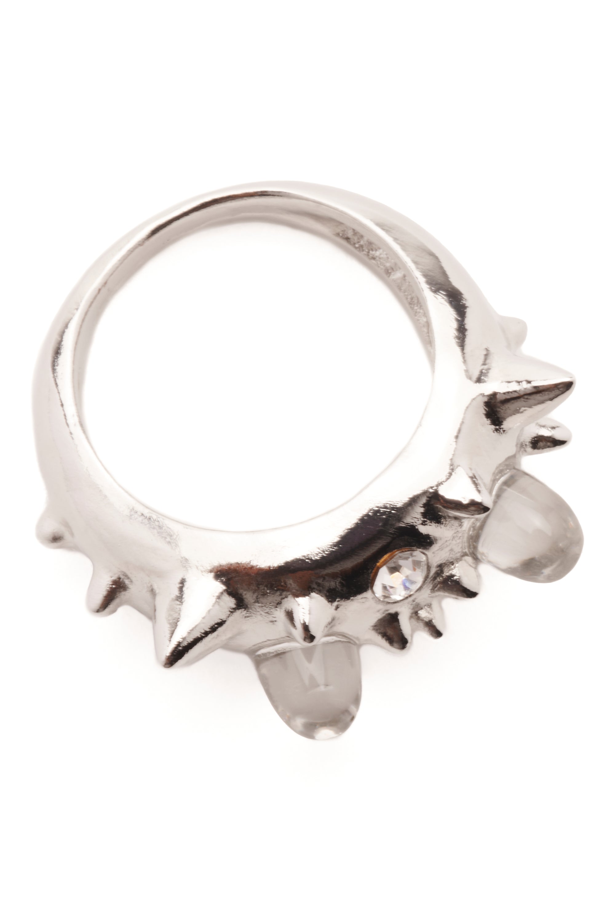 SILVER CLEAR DEMI ALIEN RING
