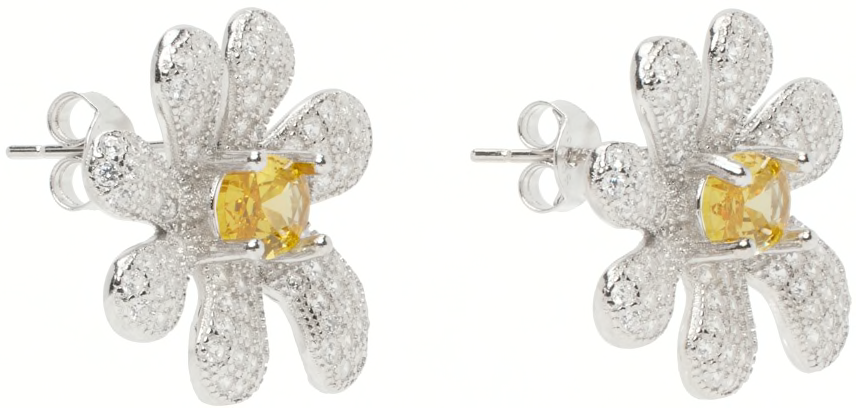 CRYSTAL PAVE SQUASHED BLOSSOM EARRING