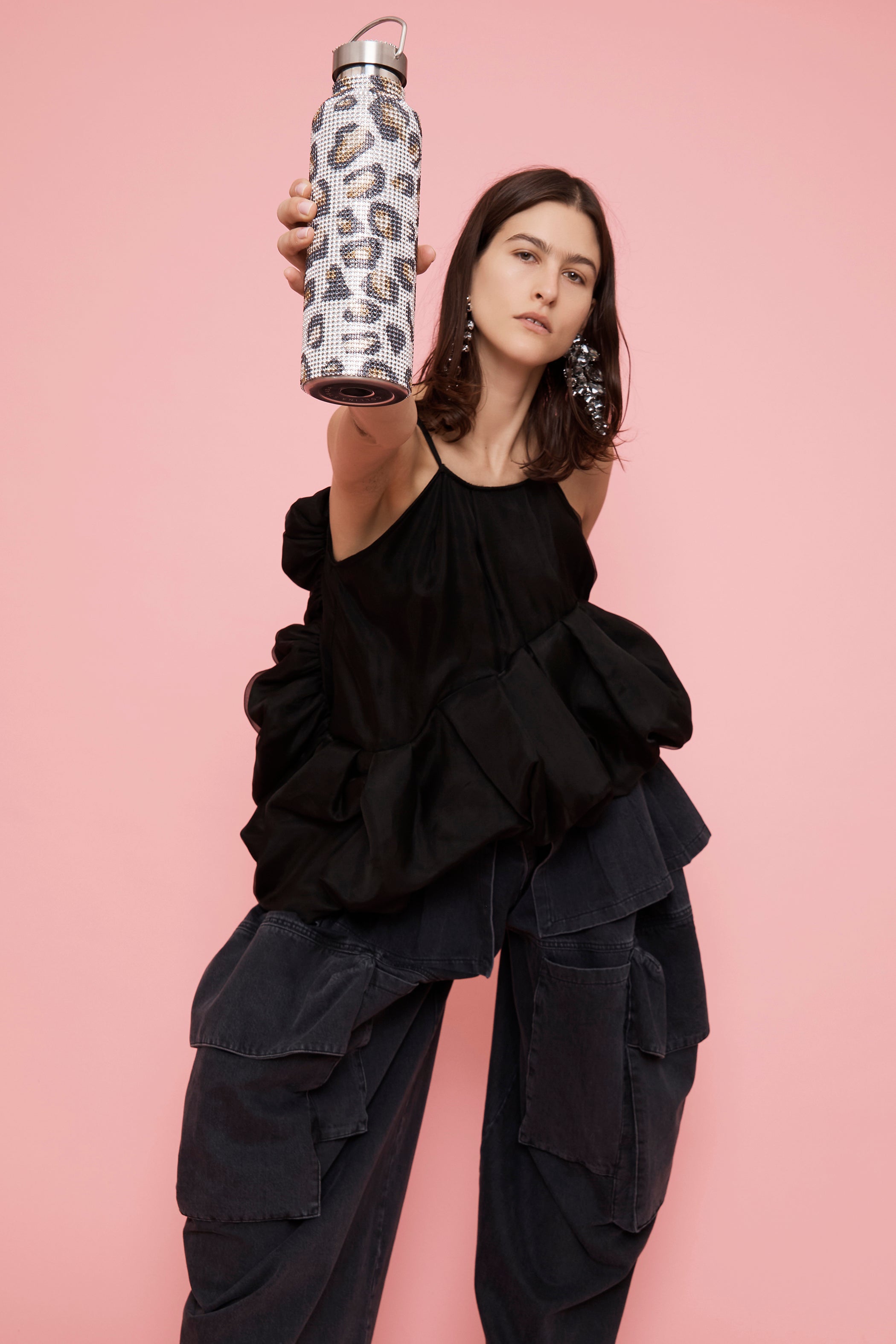 CHEETAH RHINESTONE WATER BOTTLE