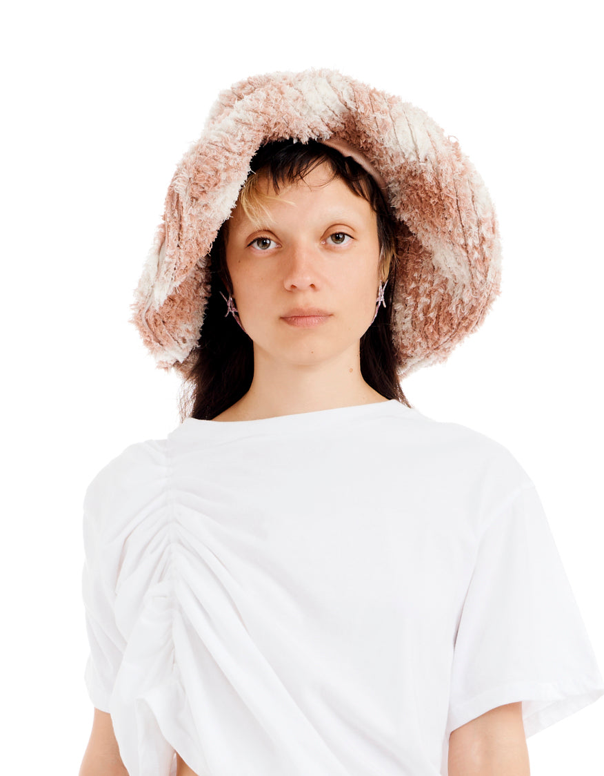 PEACH PLAID CLYDE X COLLINA STRADA MALA HAT