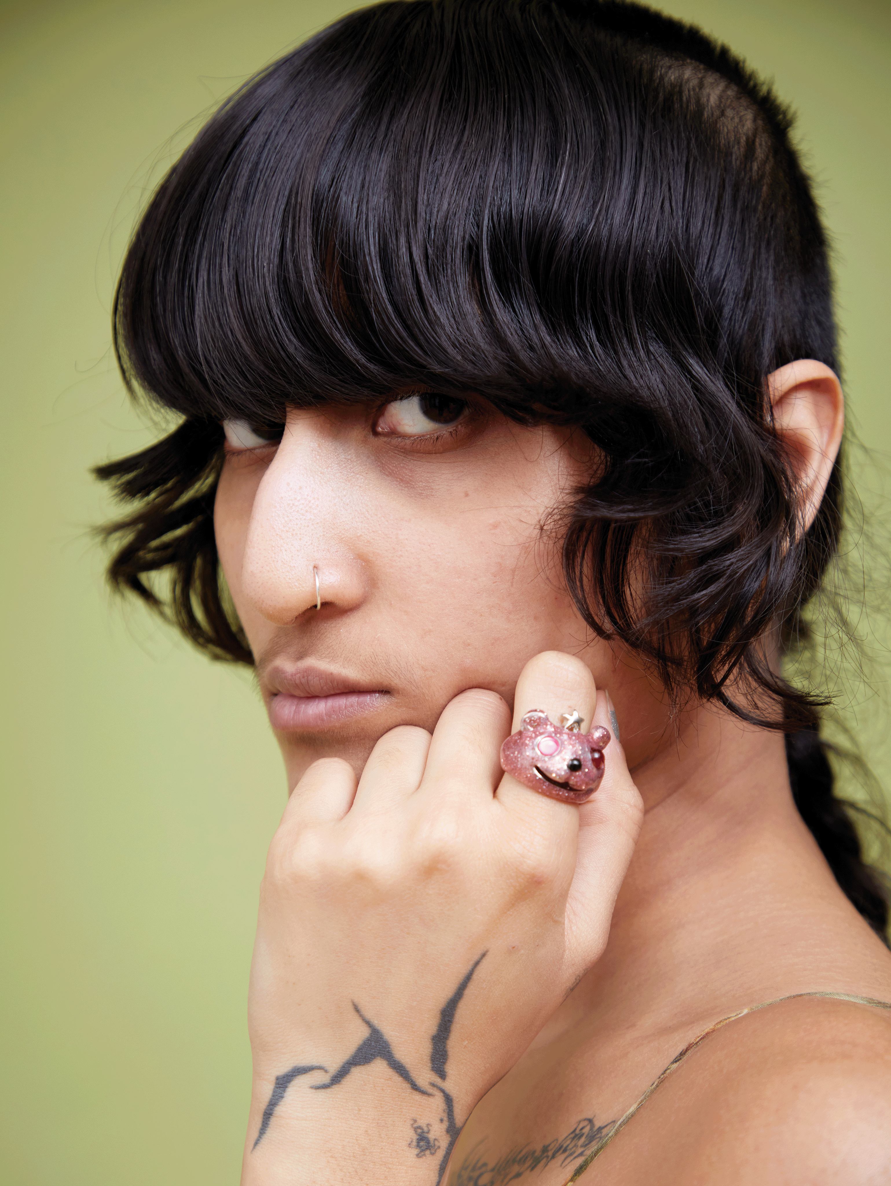 PINK GLITTER PRINCESS BEAR RING