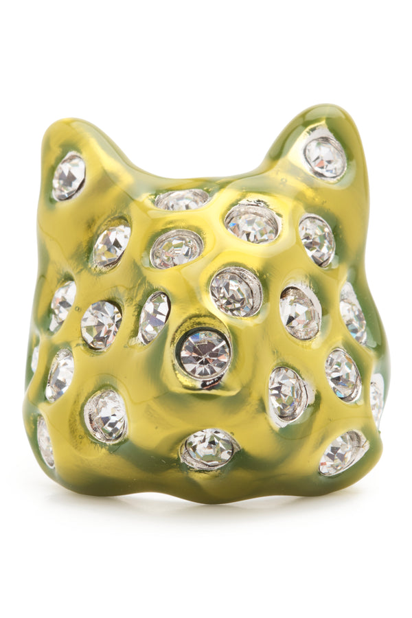 LIME PUFFY BUNNY RING