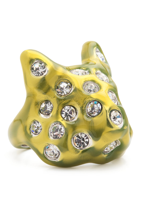 LIME PUFFY BUNNY RING