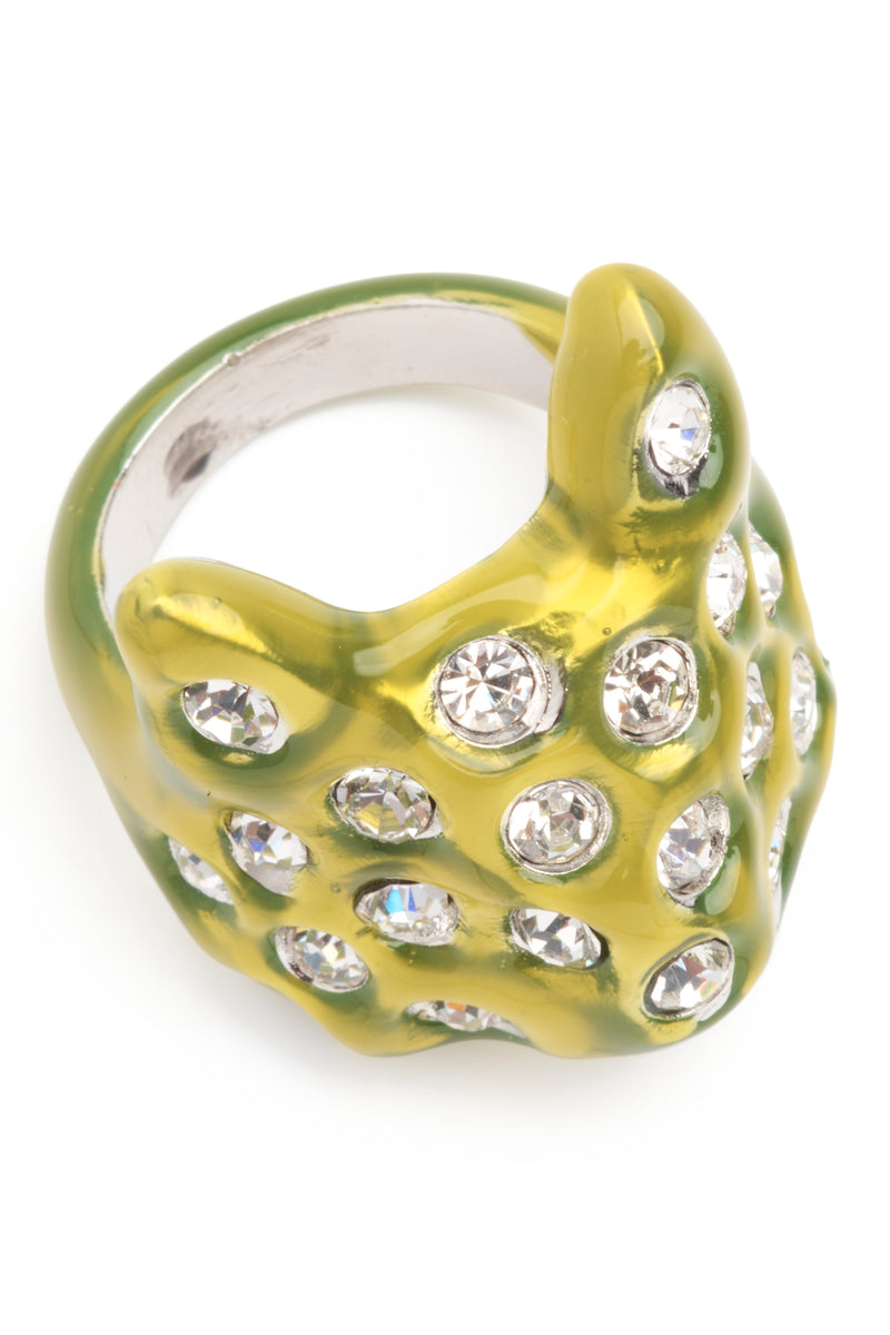 LIME PUFFY BUNNY RING