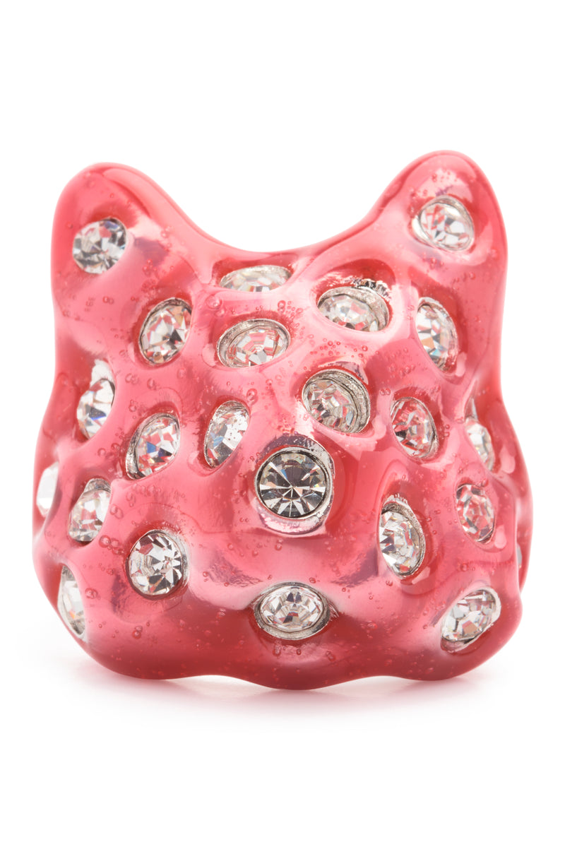 HOT PINK PUFFY BUNNY RING