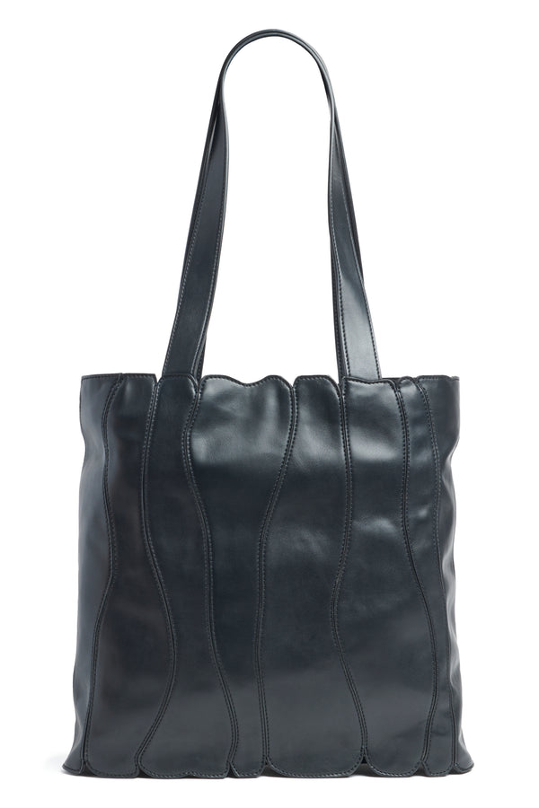 BLACK GRAPE FAUX LEATHER CATERPILLAR TOTE