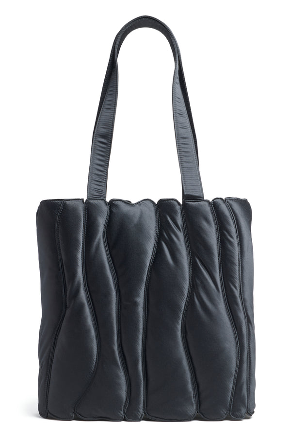 BLACK SATIN CATERPILLAR TOTE