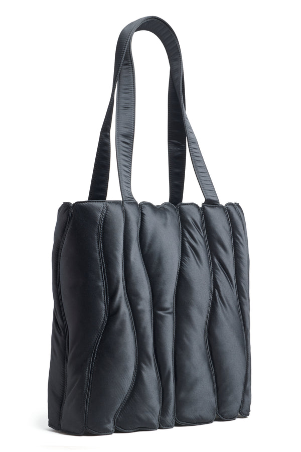 BLACK SATIN CATERPILLAR TOTE