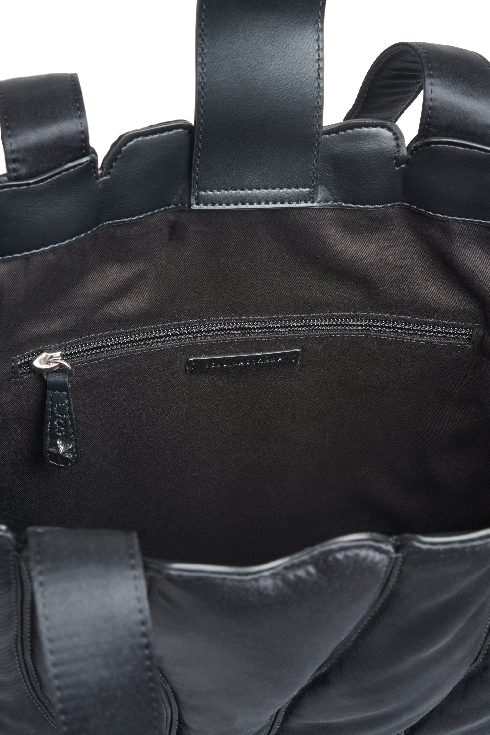 BLACK SATIN CATERPILLAR TOTE