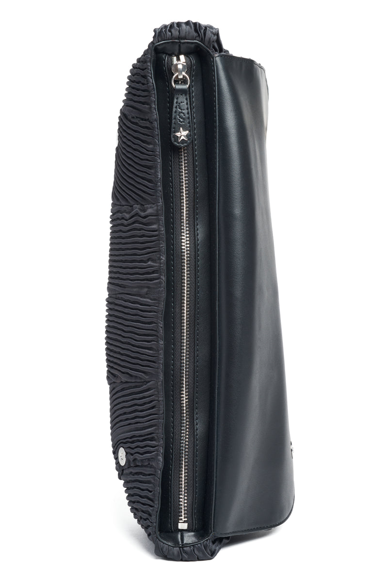 BLACK PLEATED CATERPILLAR BAG