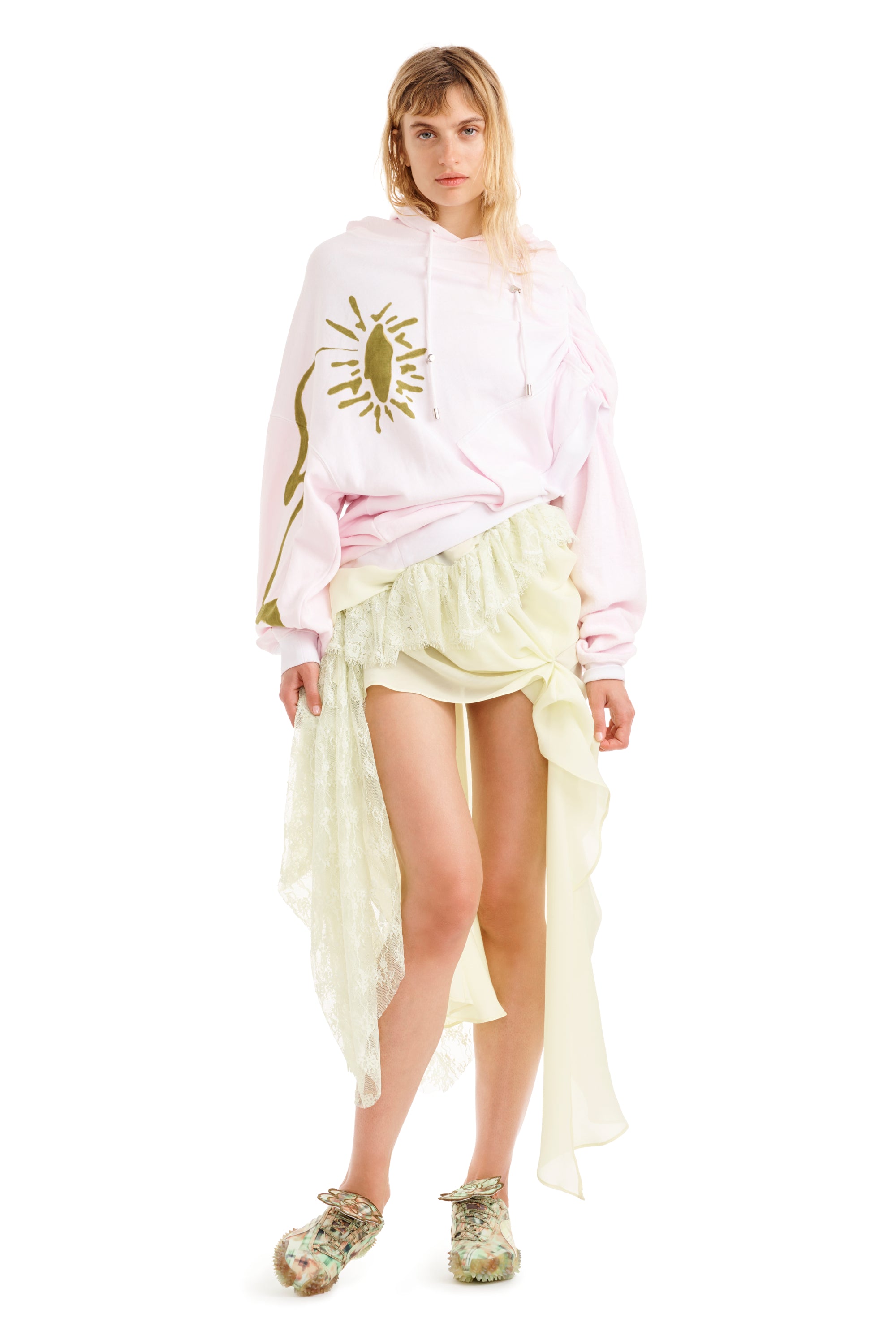 PINK DAISY EVA DRAPED HOODIE
