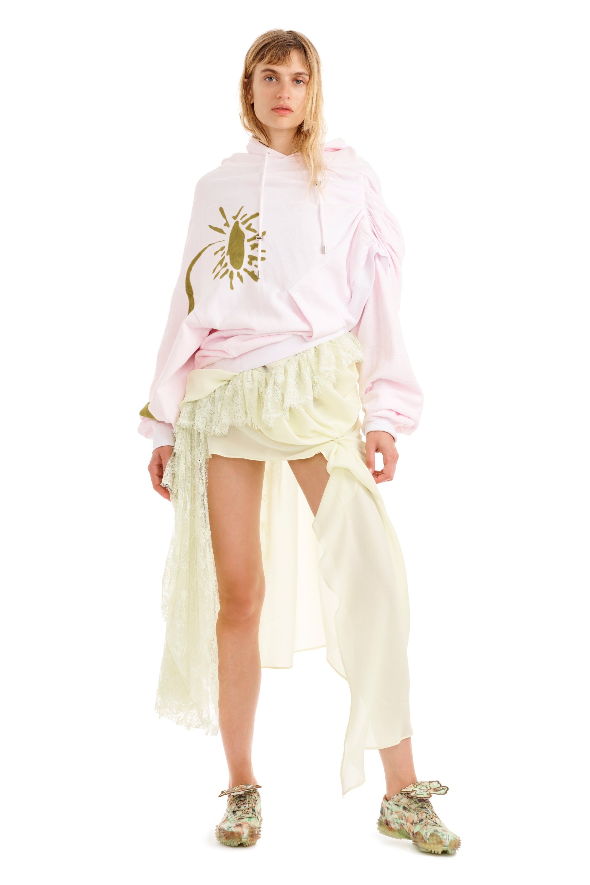 PINK DAISY EVA DRAPED HOODIE