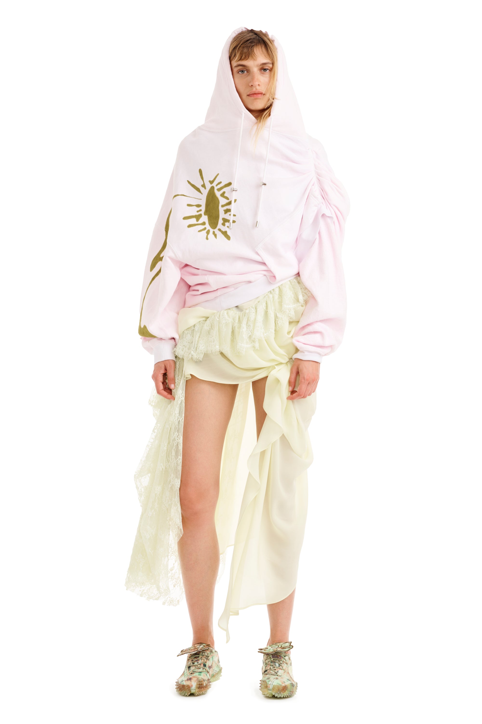 PINK DAISY EVA DRAPED HOODIE