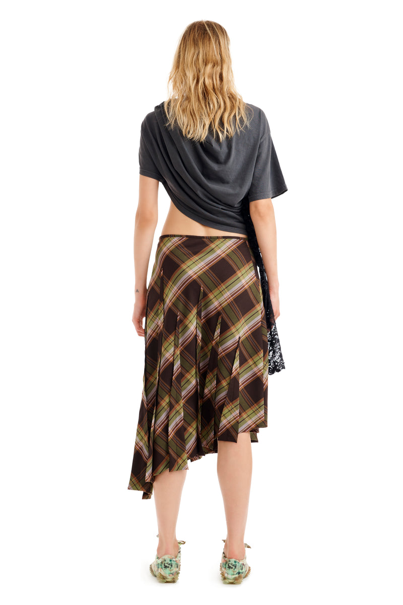 TAPENADE PLAID LONG DRIZZLE SKIRT