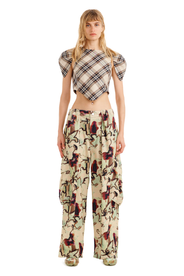 WATERCOLOR FLORAL PLEATED CARGO PANT