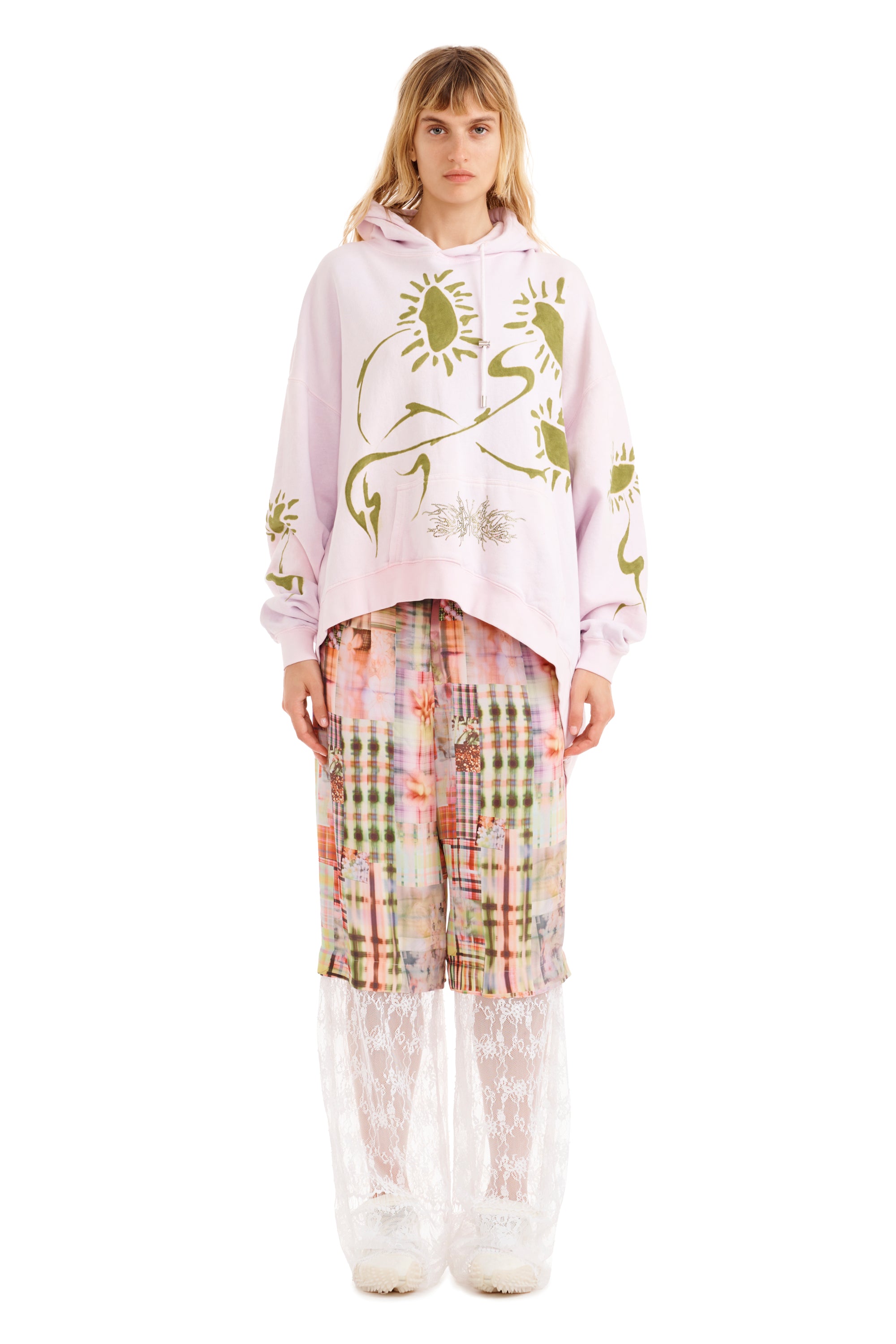 PINK DAISY WAVE HEM HOODIE