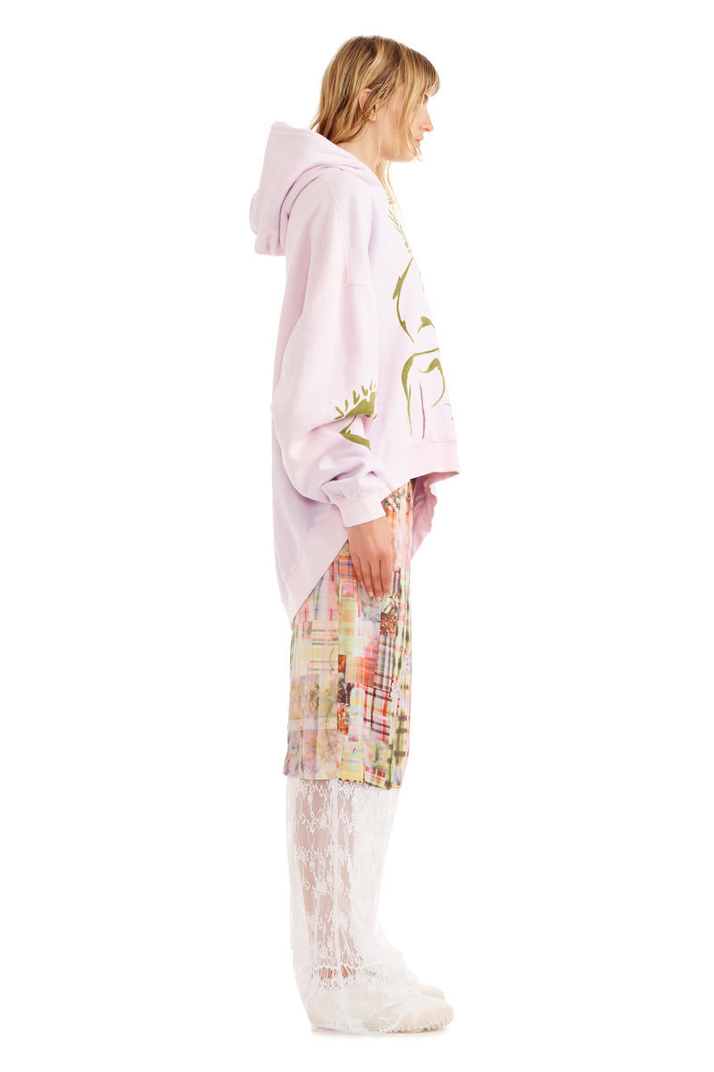 PINK DAISY WAVE HEM HOODIE