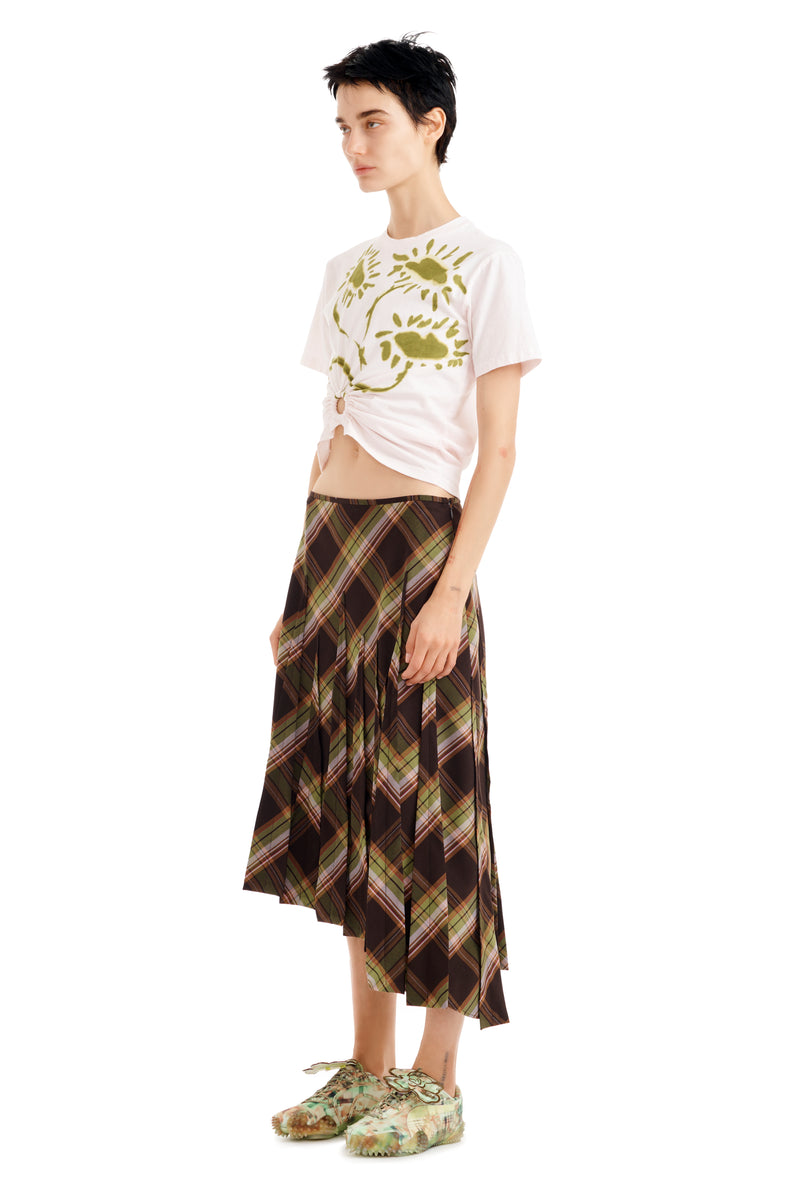 TAPENADE PLAID LONG DRIZZLE SKIRT