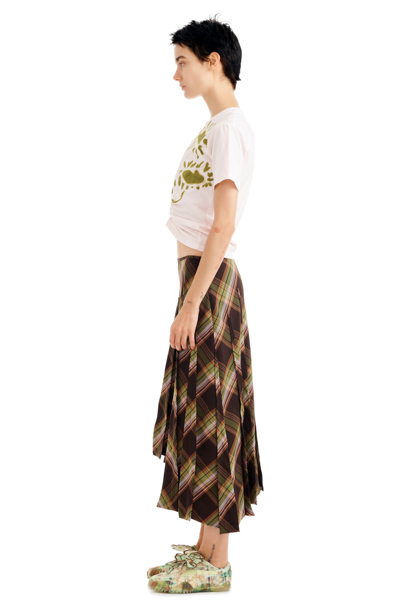 TAPENADE PLAID LONG DRIZZLE SKIRT